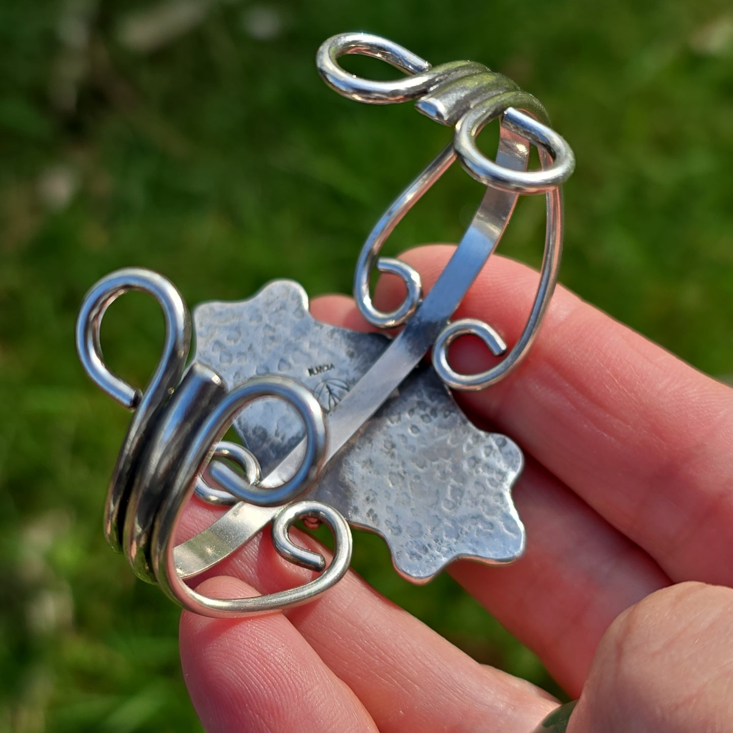 x THAW Cuff Bracelet - (size M) Oregon Stinking Water Plume Agate and Rose Cut Zircon in Fine and Sterling Silver