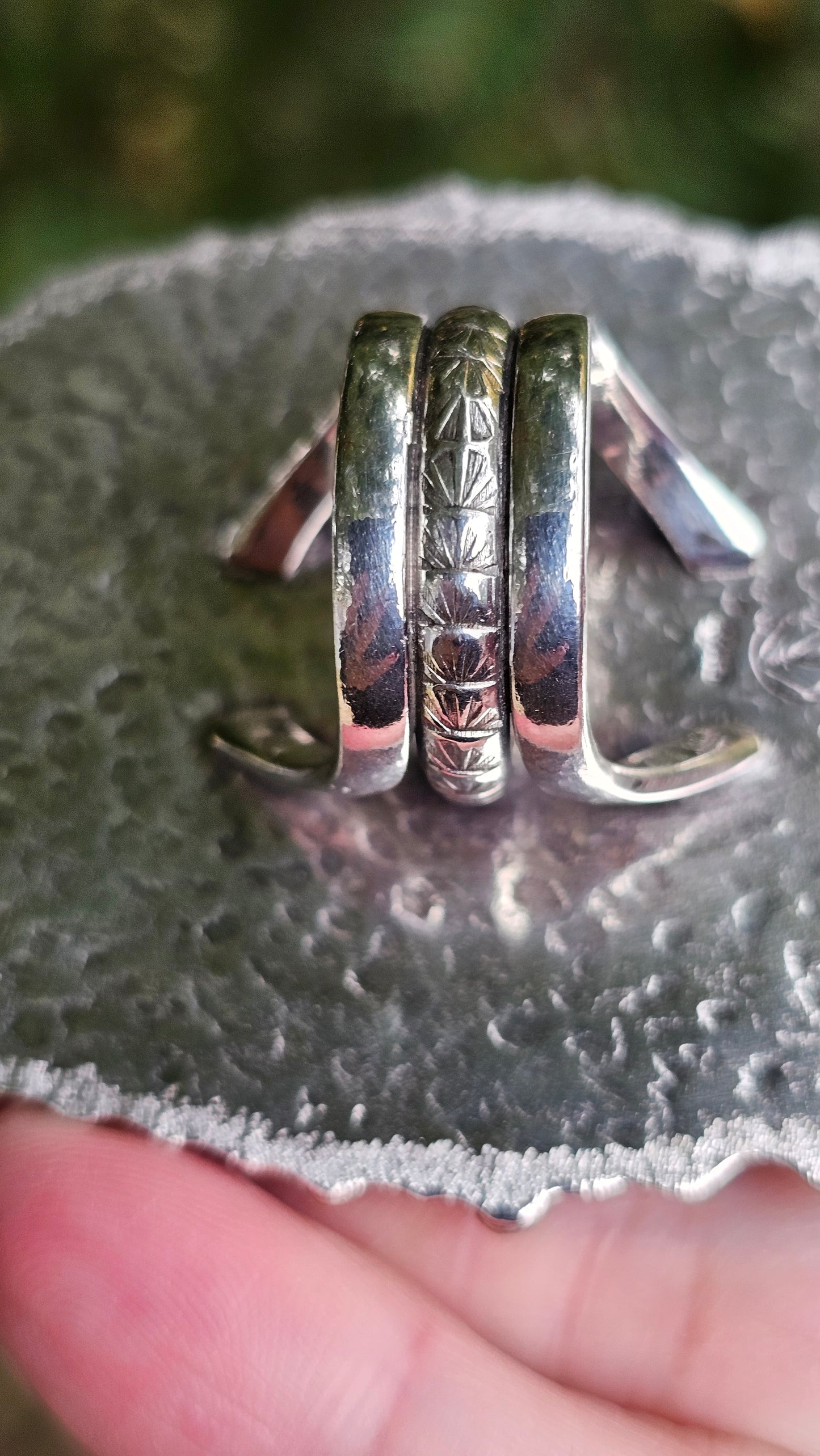 ALPHA Cluster Ring - Hubei and Campitos Turquoise with Onyx and Rosecut Pyrite in Fine and Sterling Silver size 9