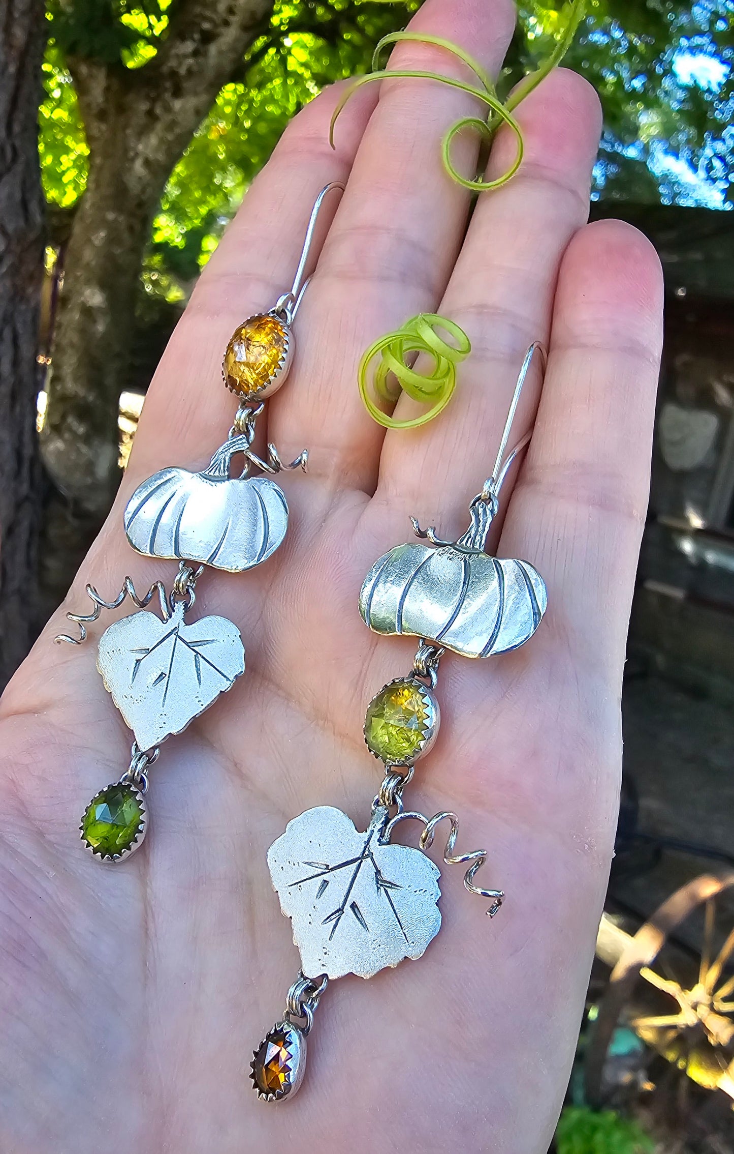 SUN HARVEST Earrings - Imperial Topaz, Peridot, Grossular Garnet and Zircon in All Sterling Silver