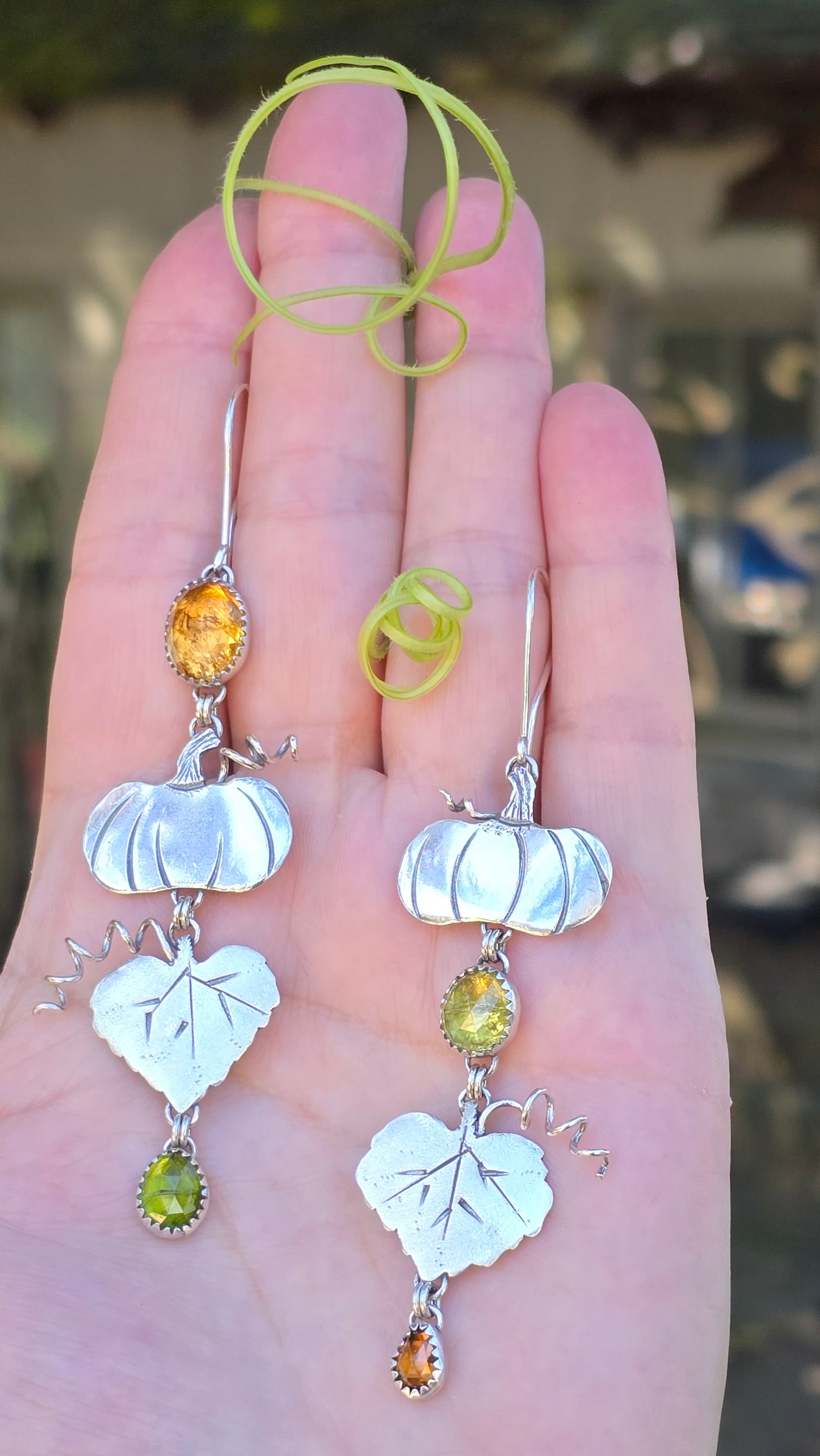 SUN HARVEST Earrings - Imperial Topaz, Peridot, Grossular Garnet and Zircon in All Sterling Silver