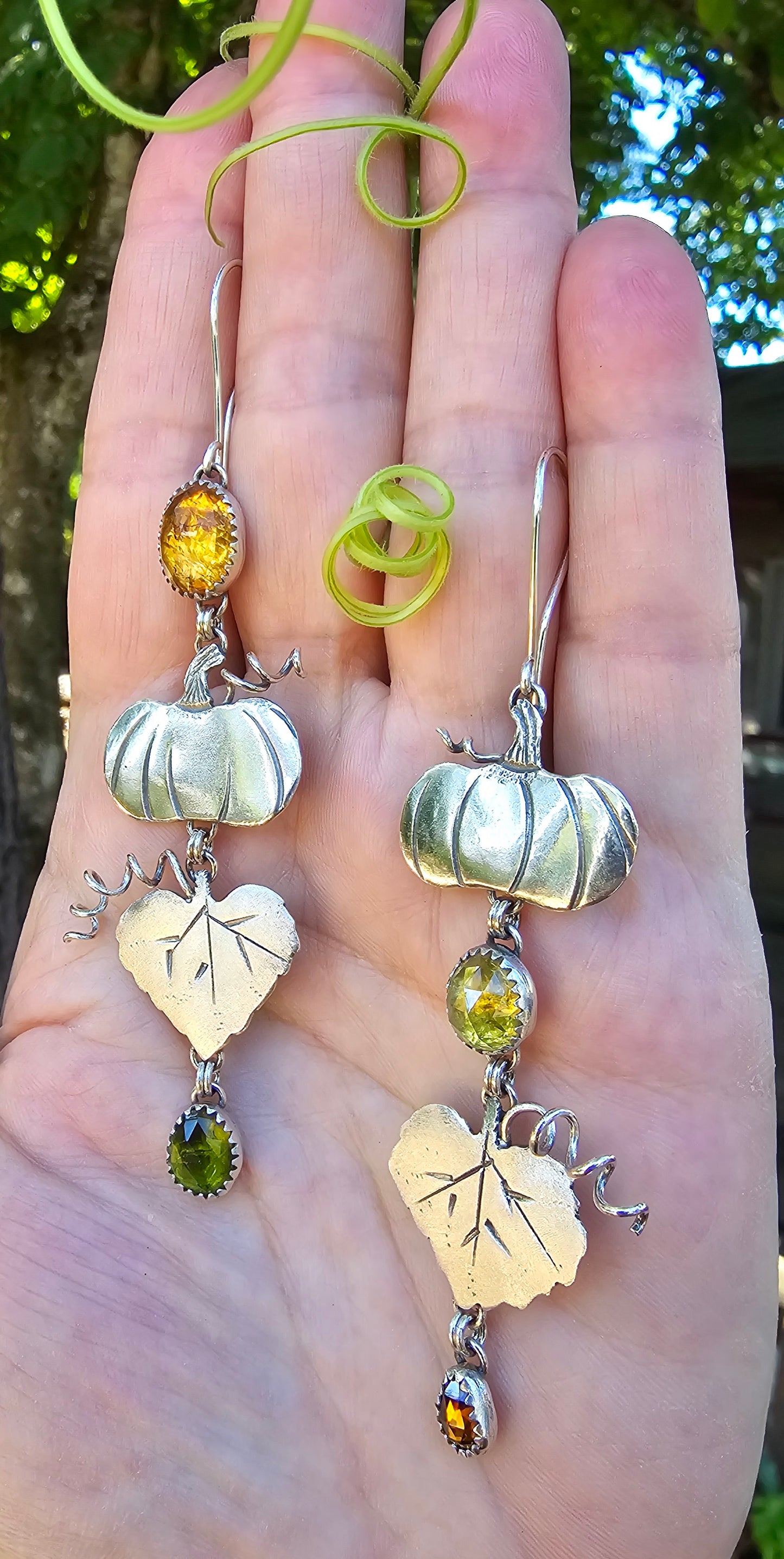 SUN HARVEST Earrings - Imperial Topaz, Peridot, Grossular Garnet and Zircon in All Sterling Silver
