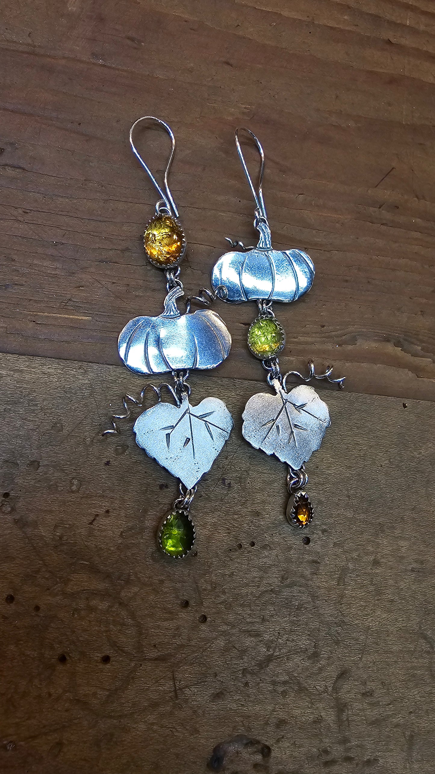 SUN HARVEST Earrings - Imperial Topaz, Peridot, Grossular Garnet and Zircon in All Sterling Silver