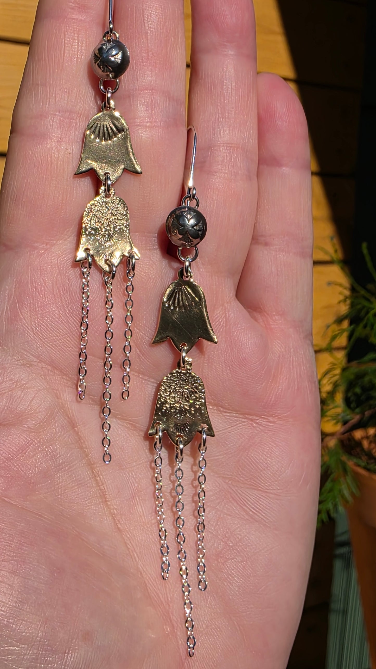 DANCING RAIN CHAINS Earrings - Jeweler's Brass + Sterling Silver