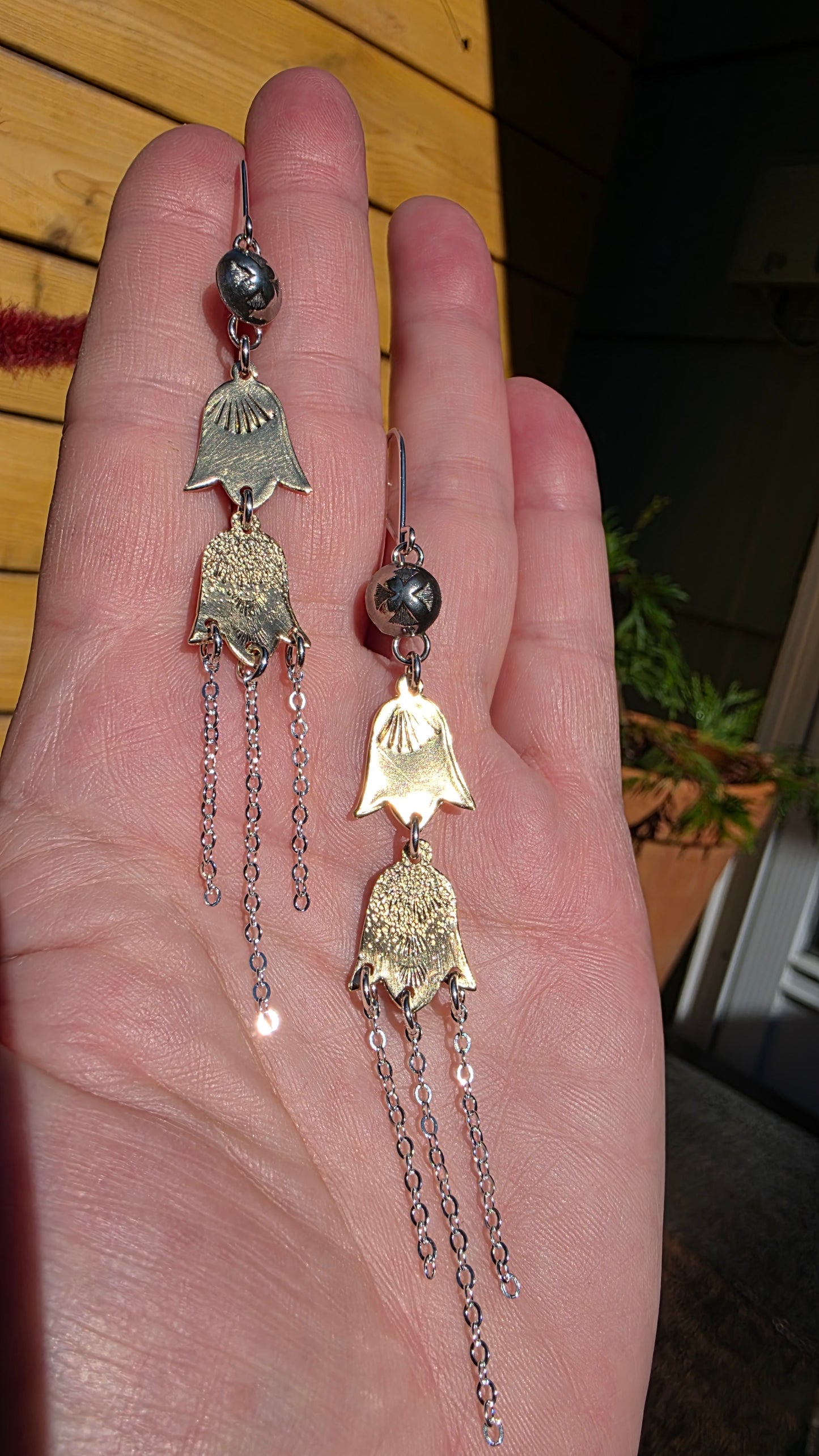 DANCING RAIN CHAINS Earrings - Jeweler's Brass + Sterling Silver