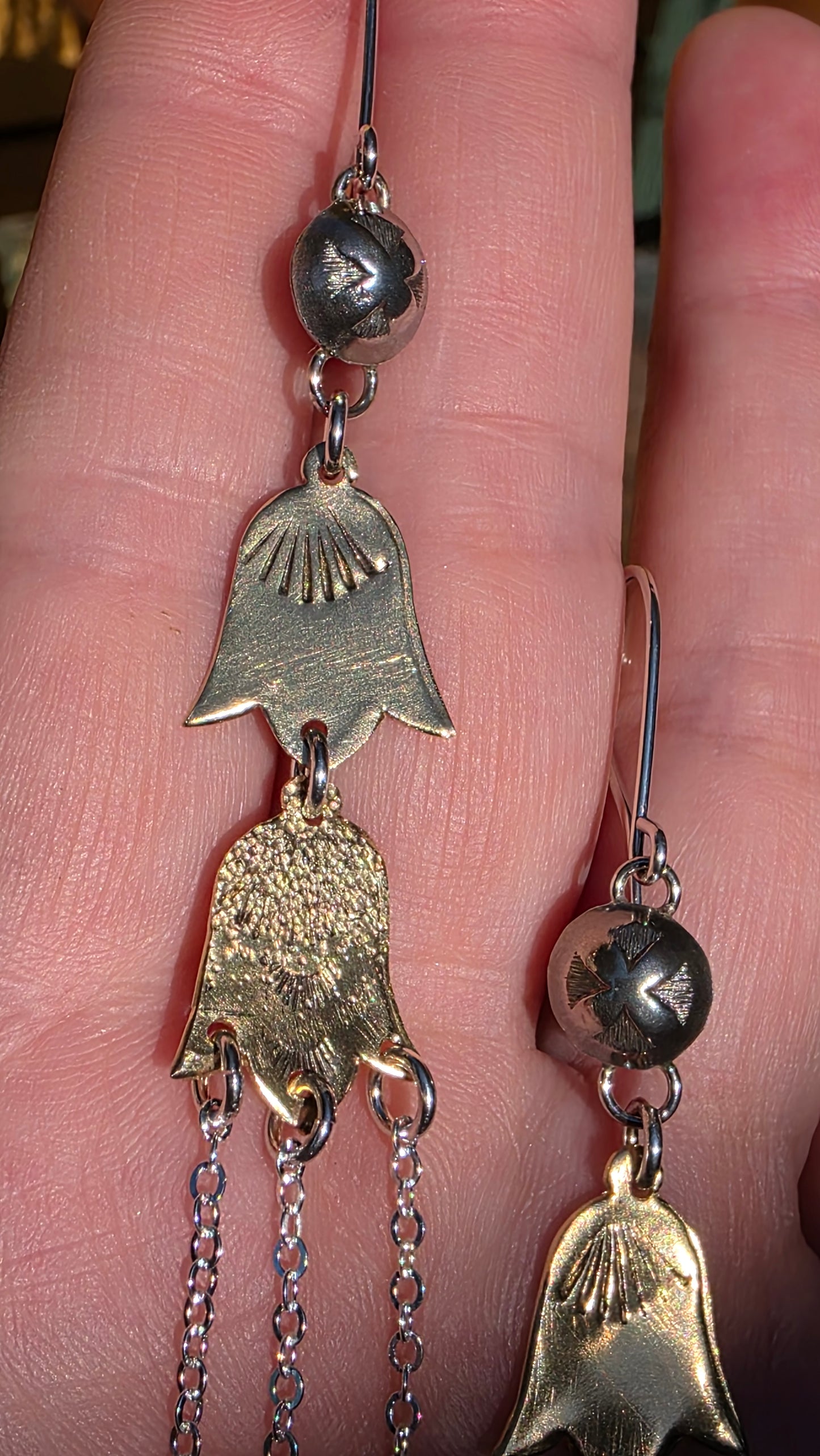 DANCING RAIN CHAINS Earrings - Jeweler's Brass + Sterling Silver