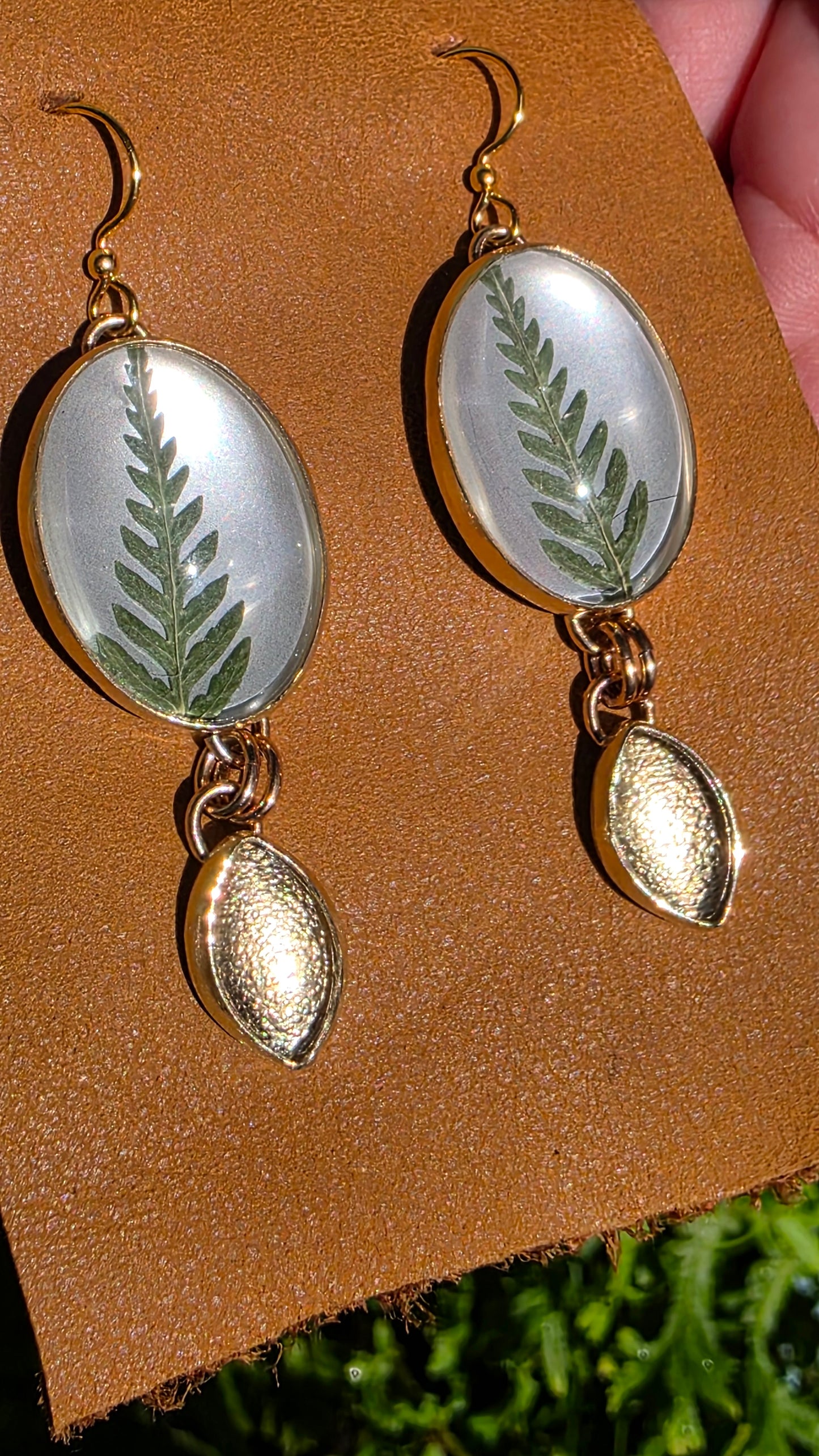 ENCAPSULATED FERN Earrings - Jeweler's Brass