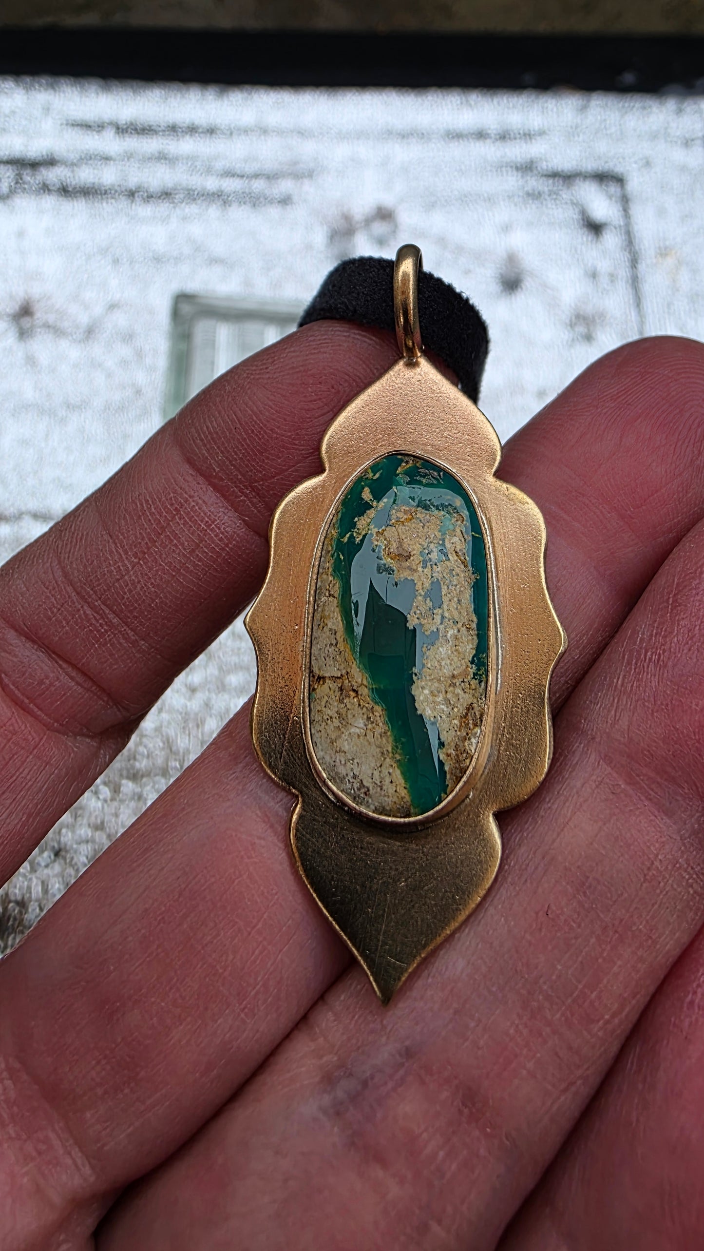GOLDEN MATRIX Pendant - Stone Mountain Turquoise and Jeweler's Brass