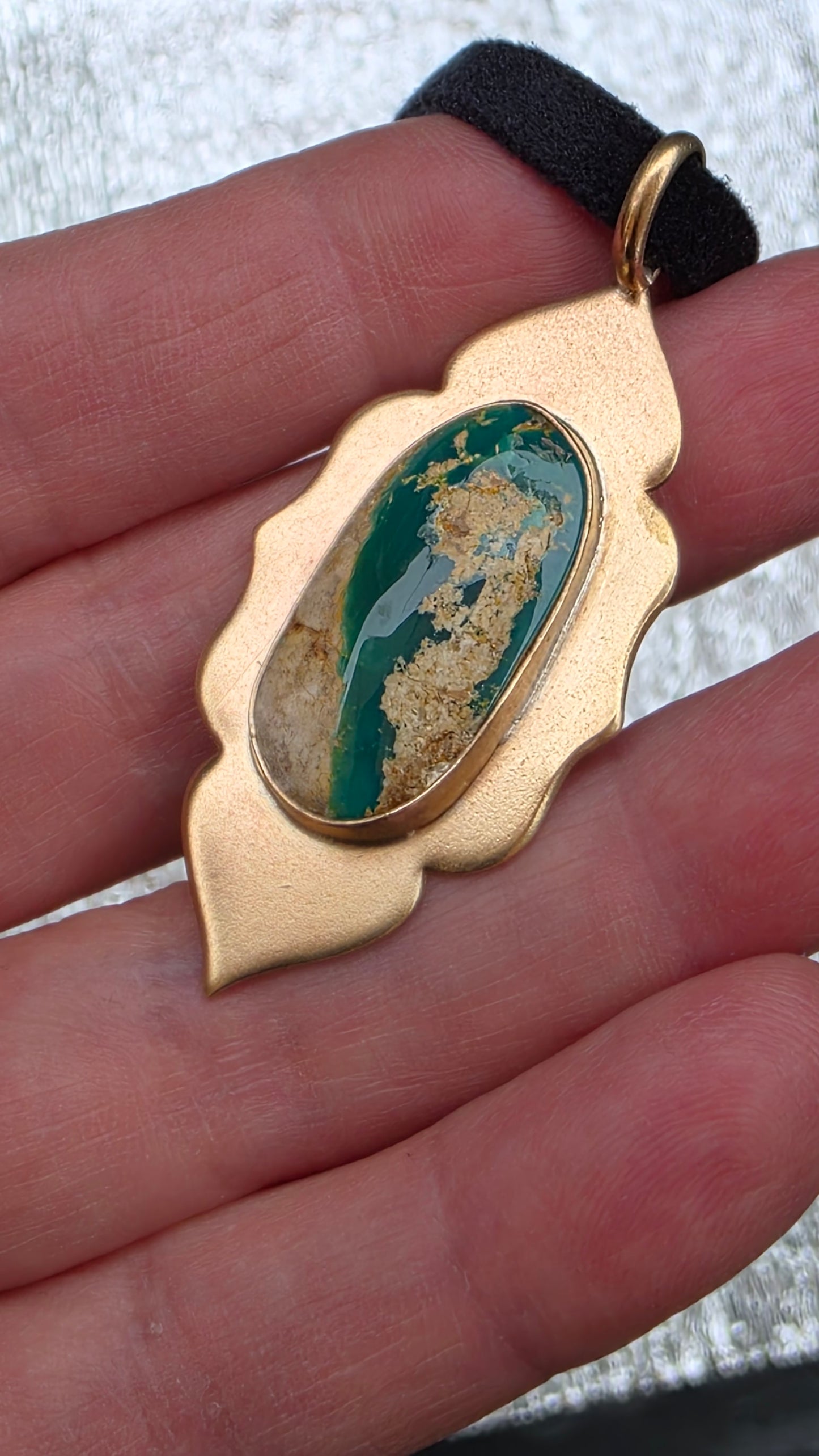 GOLDEN MATRIX Pendant - Stone Mountain Turquoise and Jeweler's Brass