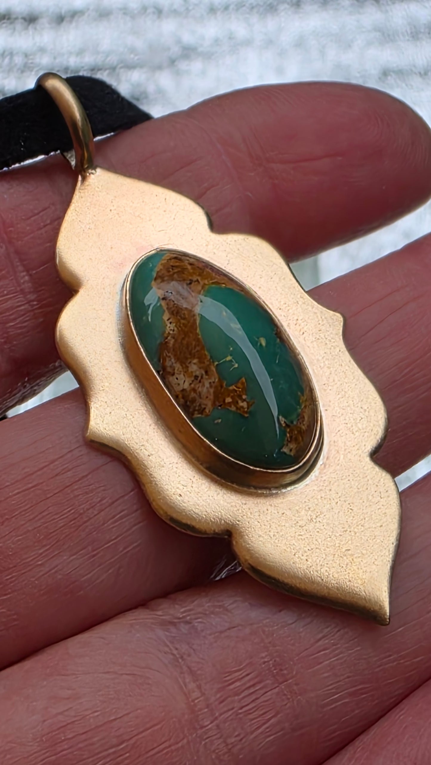 GOLDEN MATRIX Pendant - Stone Mountain Turquoise and Jeweler's Brass