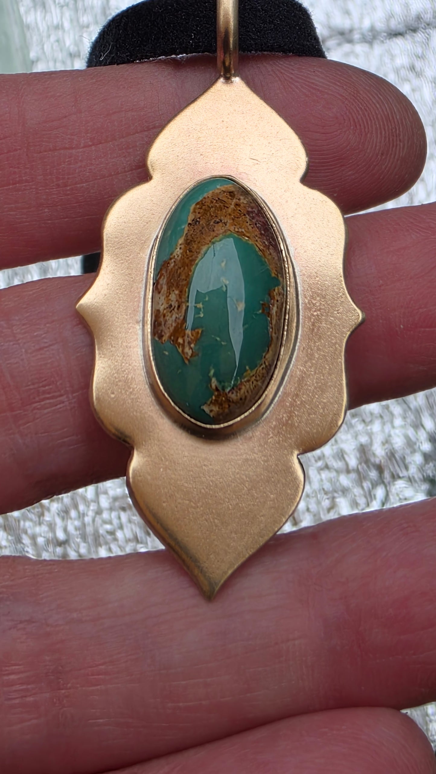 GOLDEN MATRIX Pendant - Stone Mountain Turquoise and Jeweler's Brass