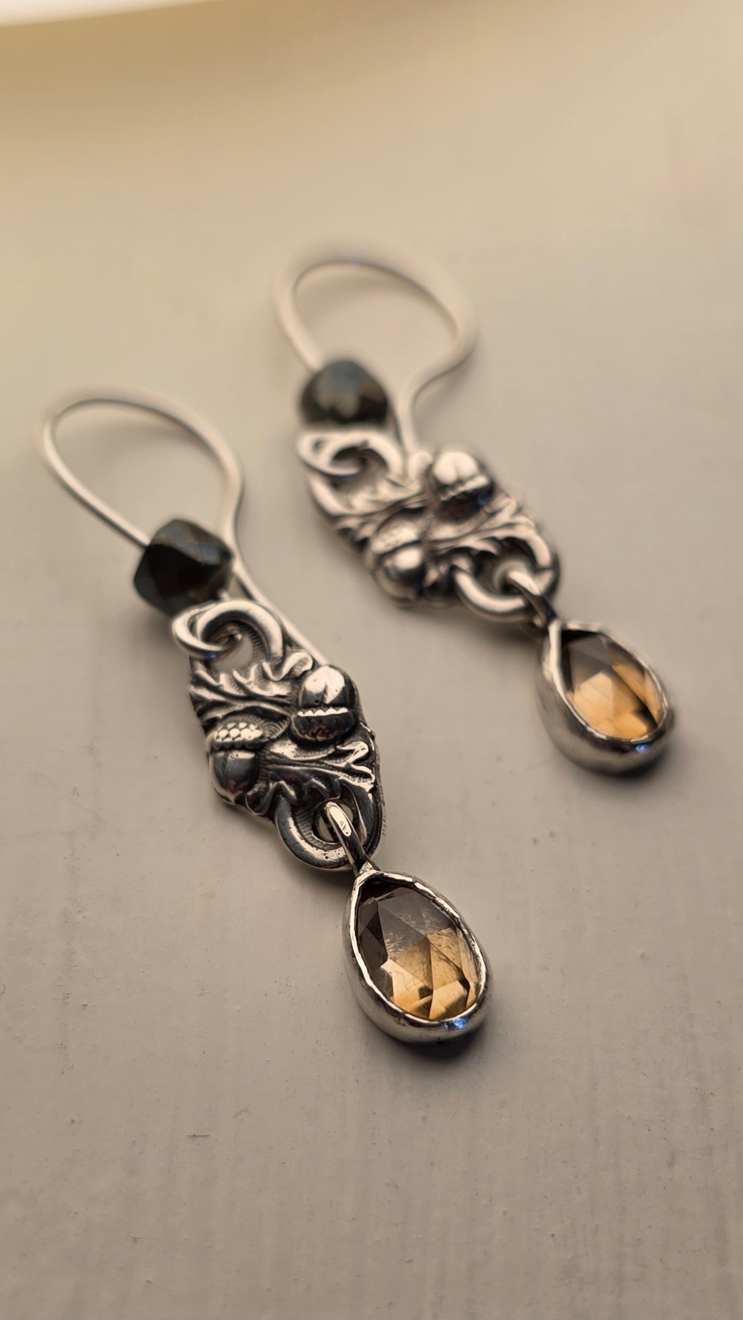 ACORN LINK Earrings - Zircon and All Sterling Silver