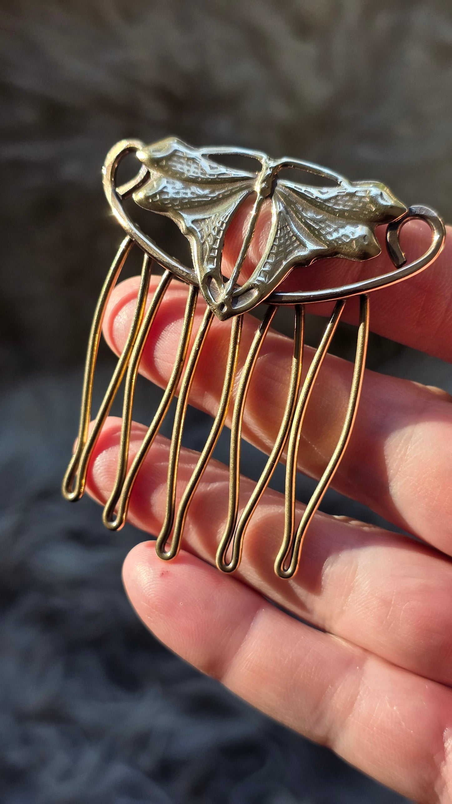 DRAGONFLY Hair Comb - Bronze and Jeweler's Brass