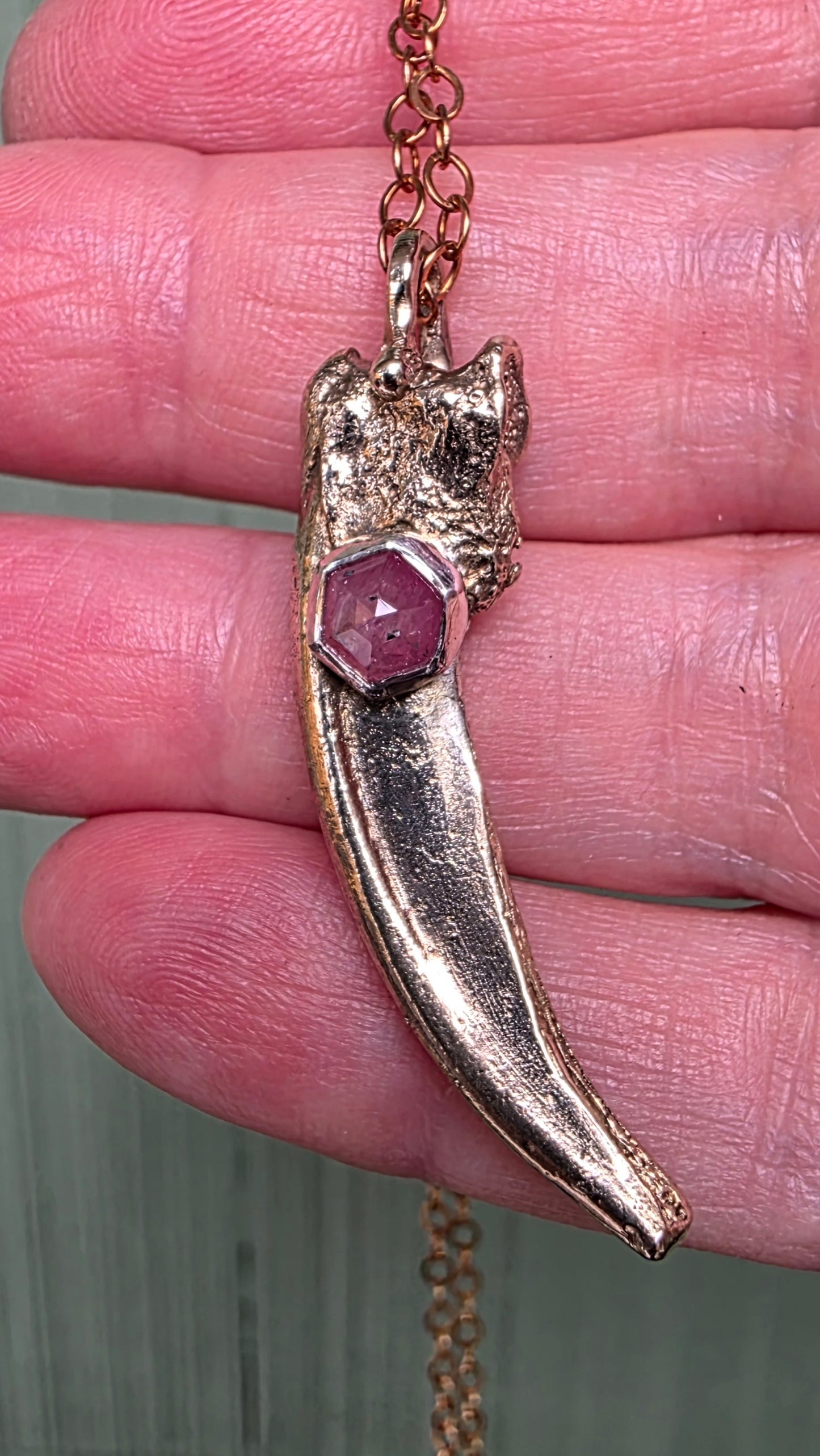 BADGER CLAW Talisman Necklace - Pink Sapphire and Mixed Metals