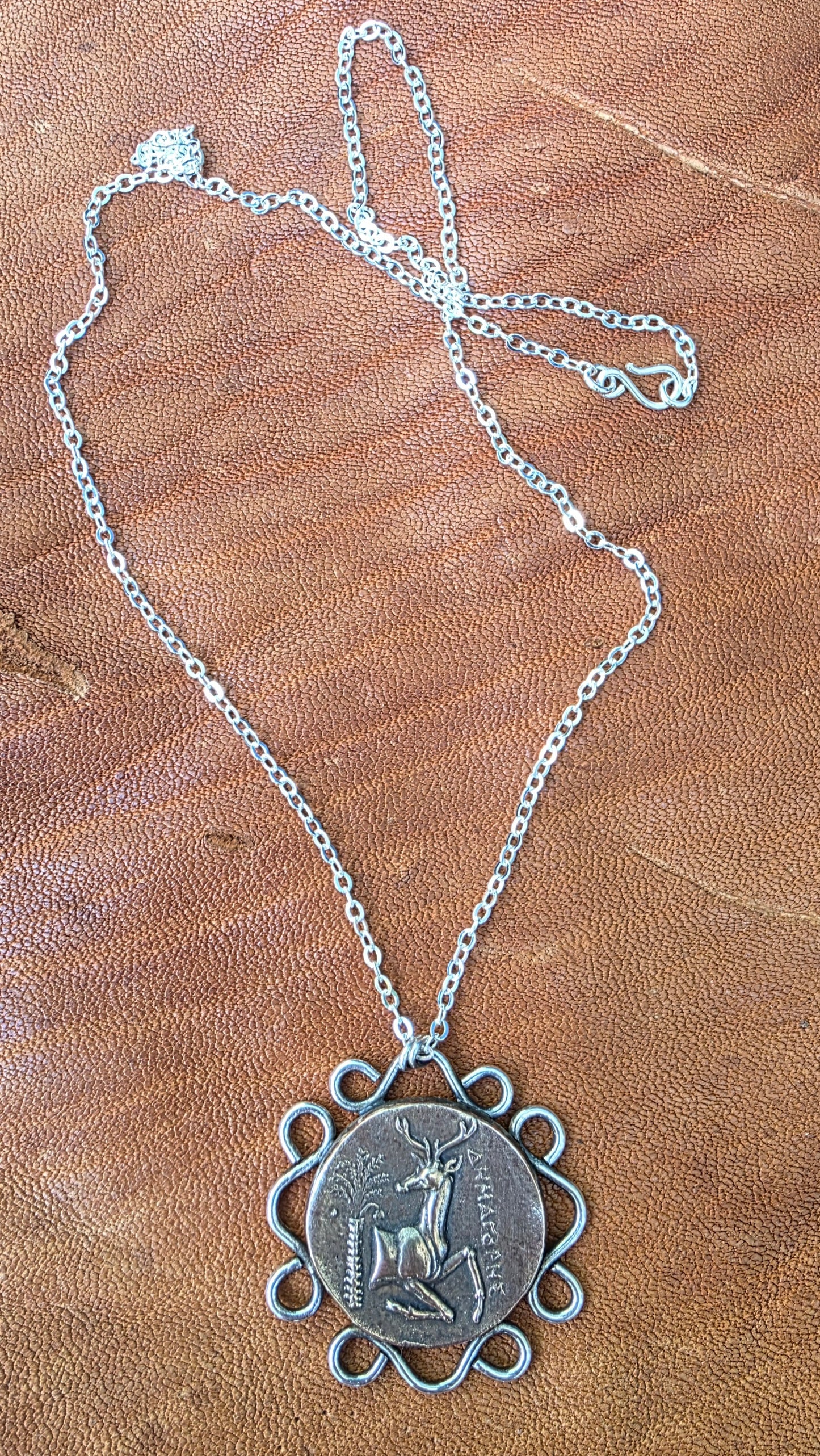 ANCIENT SACRED STAG - Sterling Silver with Bronze Coin