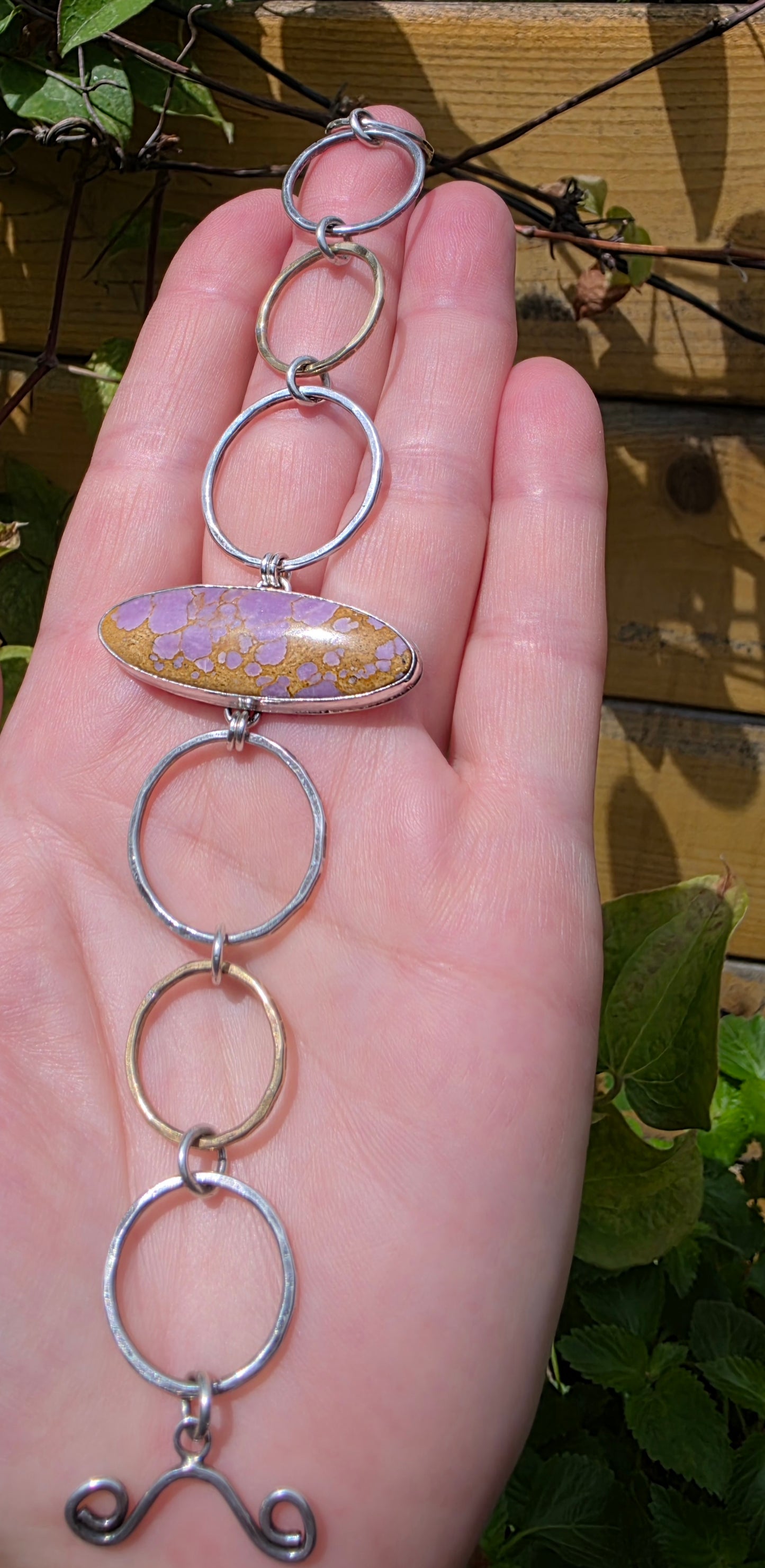 HOOP Bracelet - Phosphosiderite in Sterling Silver with Brass Accent