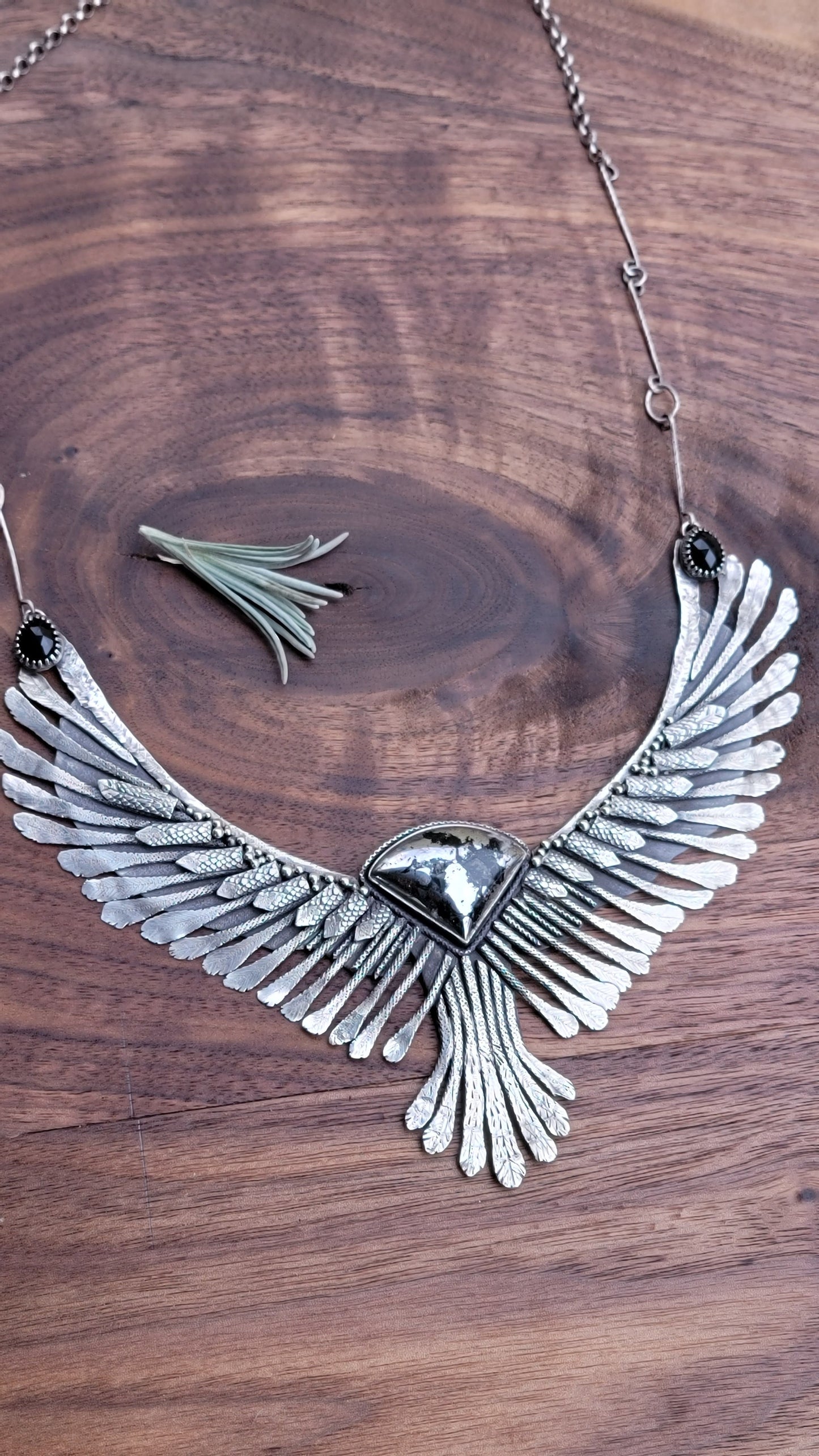 x The SUPERB OWL:::NIGHT FLIGHT Statement Necklace - Handcrafted with Apache Gold in Fine and Sterling Silver