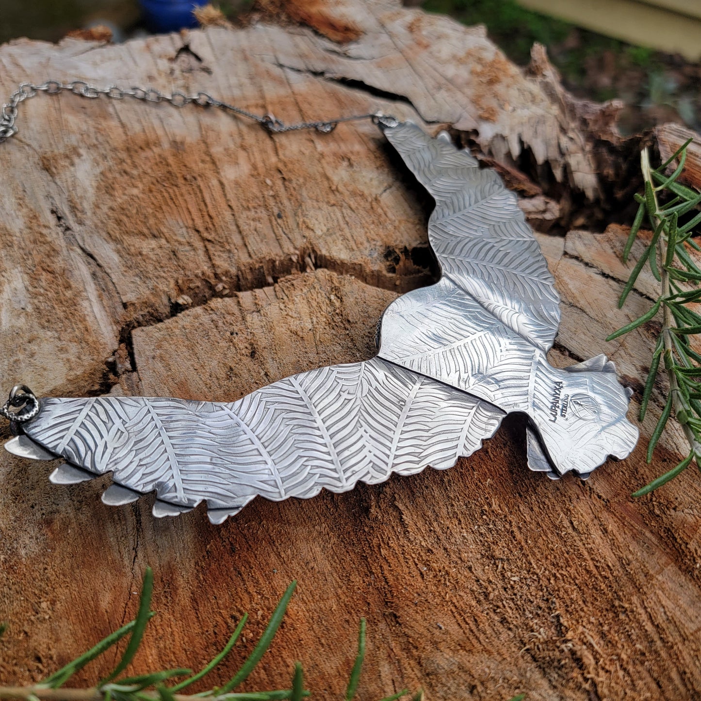 x OVID'S RAVEN Statement Necklace - Handcrafted with Copper Lightning Stone in Fine and Sterling Silver