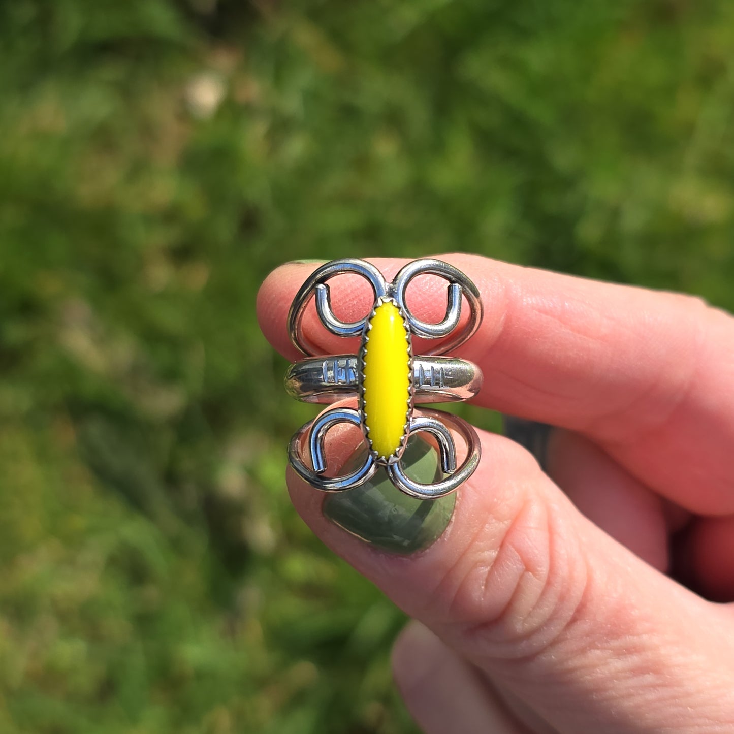 SUNLIGHT Ring - (size 6.5) Yellow Rosarita in All Sterling Silver