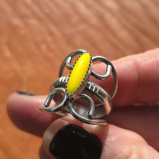 SUNLIGHT Ring - (size 6.5) Yellow Rosarita in All Sterling Silver