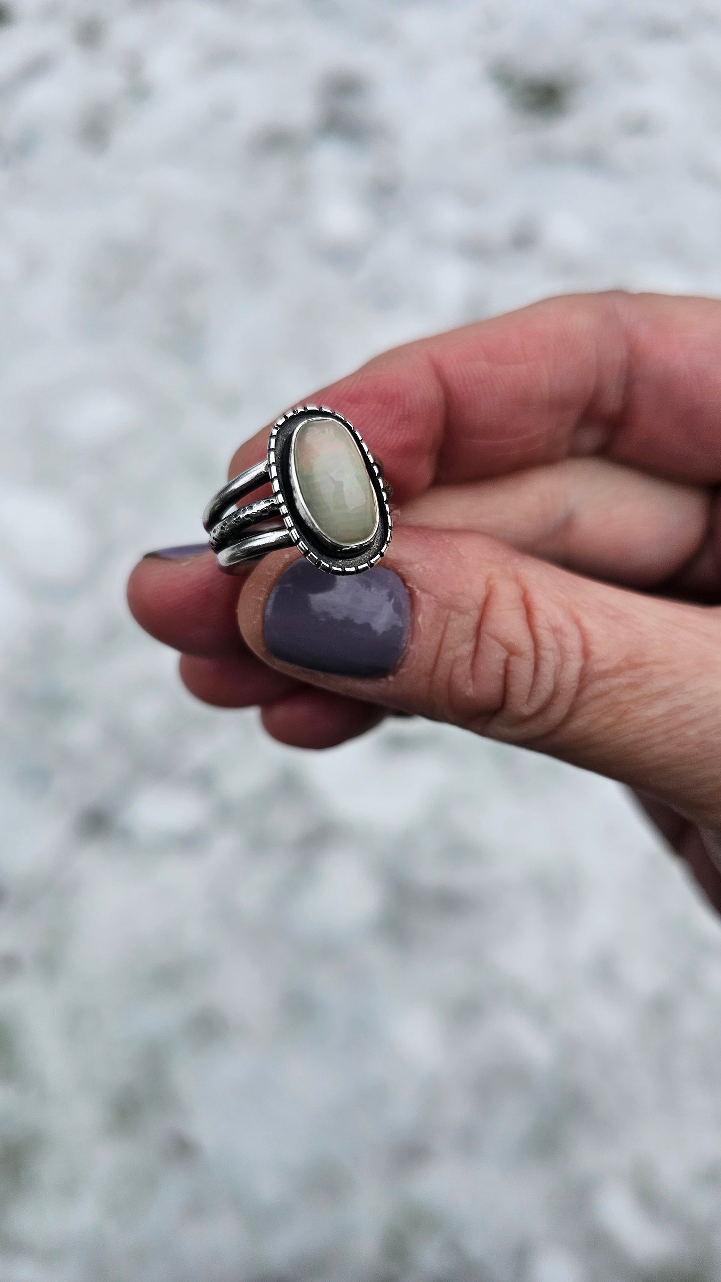 x FIREFROST Ring (Fits Size 5 3/4 to 6) - Ethiopian Opal in Fine and Sterling Silver