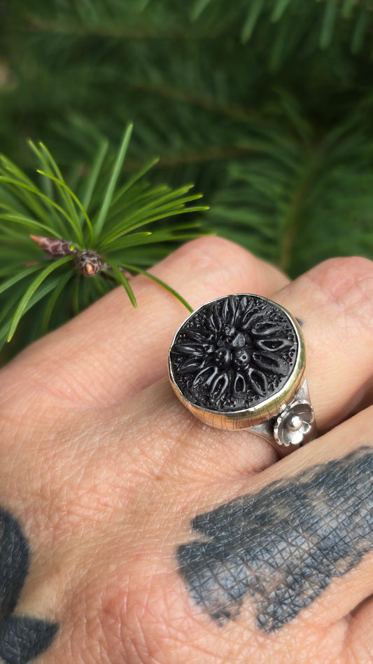 DAHLIA Ring (Size 8.5) - Fine and Sterling Silver