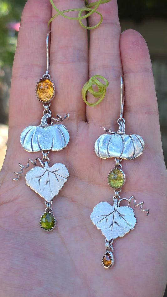 SUN HARVEST Earrings - Imperial Topaz, Peridot, Grossular Garnet and Zircon in All Sterling Silver