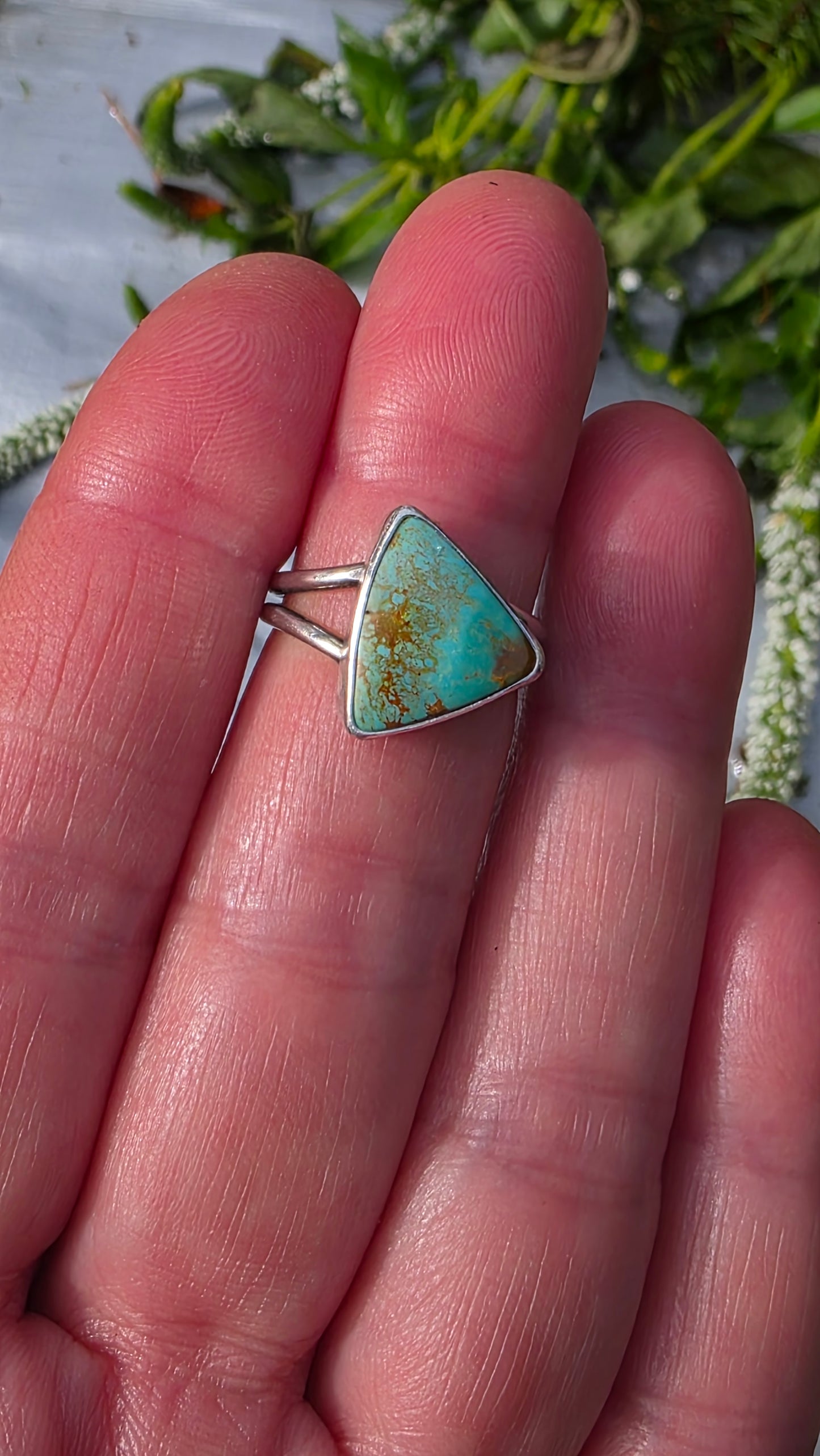 STONE MOUNTAIN Turquoise Ring - (size 6.5) All Sterling Silver