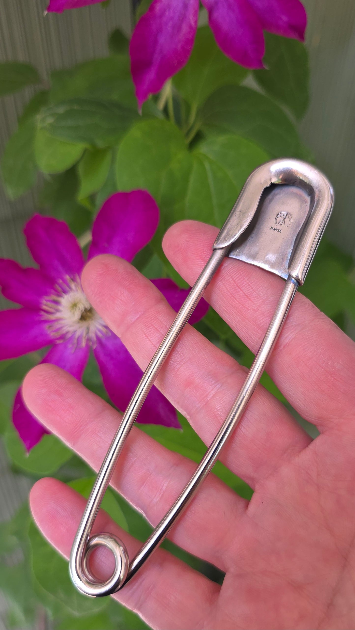 x SAFETY PIN - Rutilated Quartz + Dichroic Art Glass Doublet in Sterling Silver on Steel Pin
