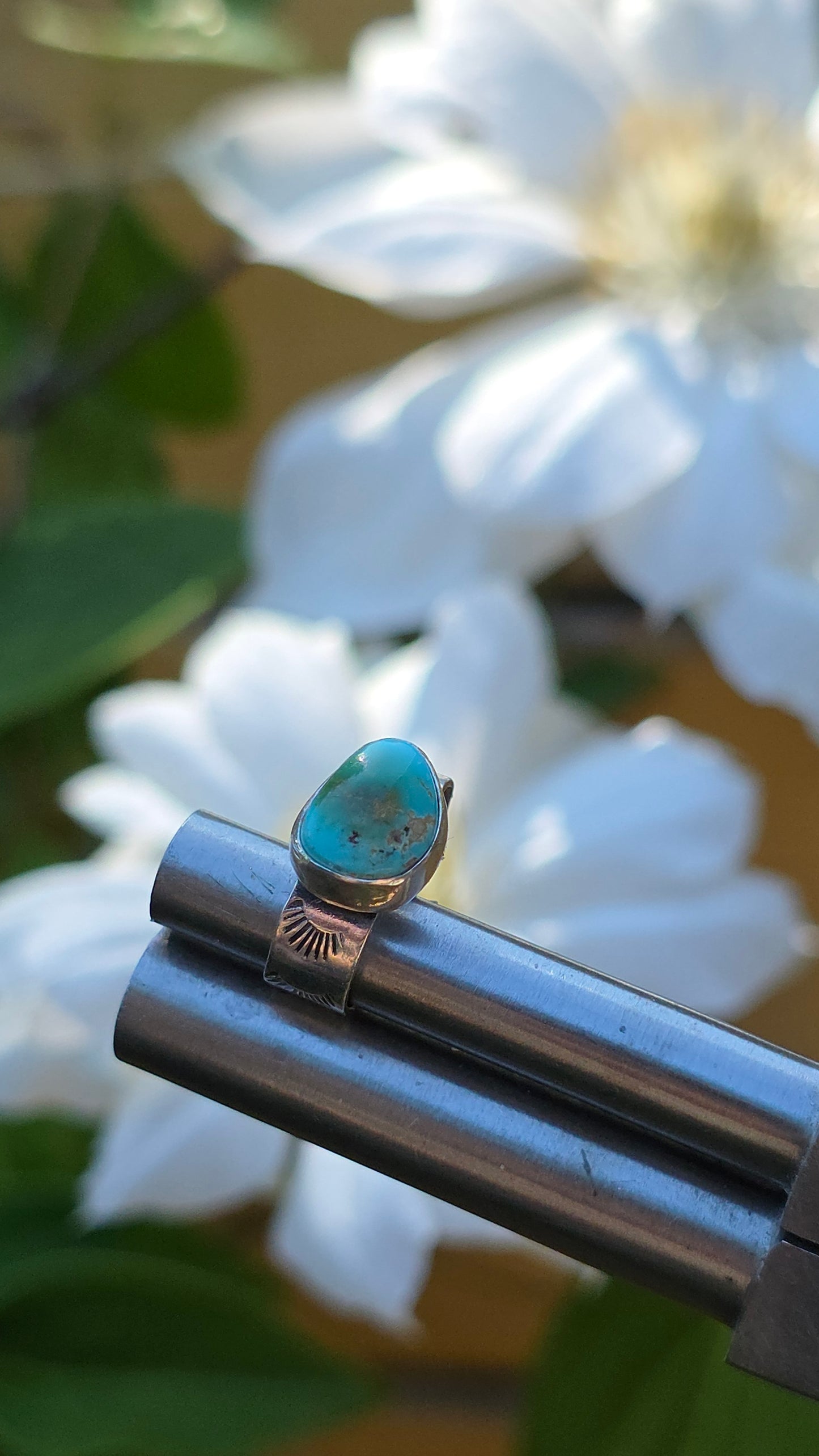 x EAR CUFF - Natural Harcross Turquoise in Fine + Sterling Silver