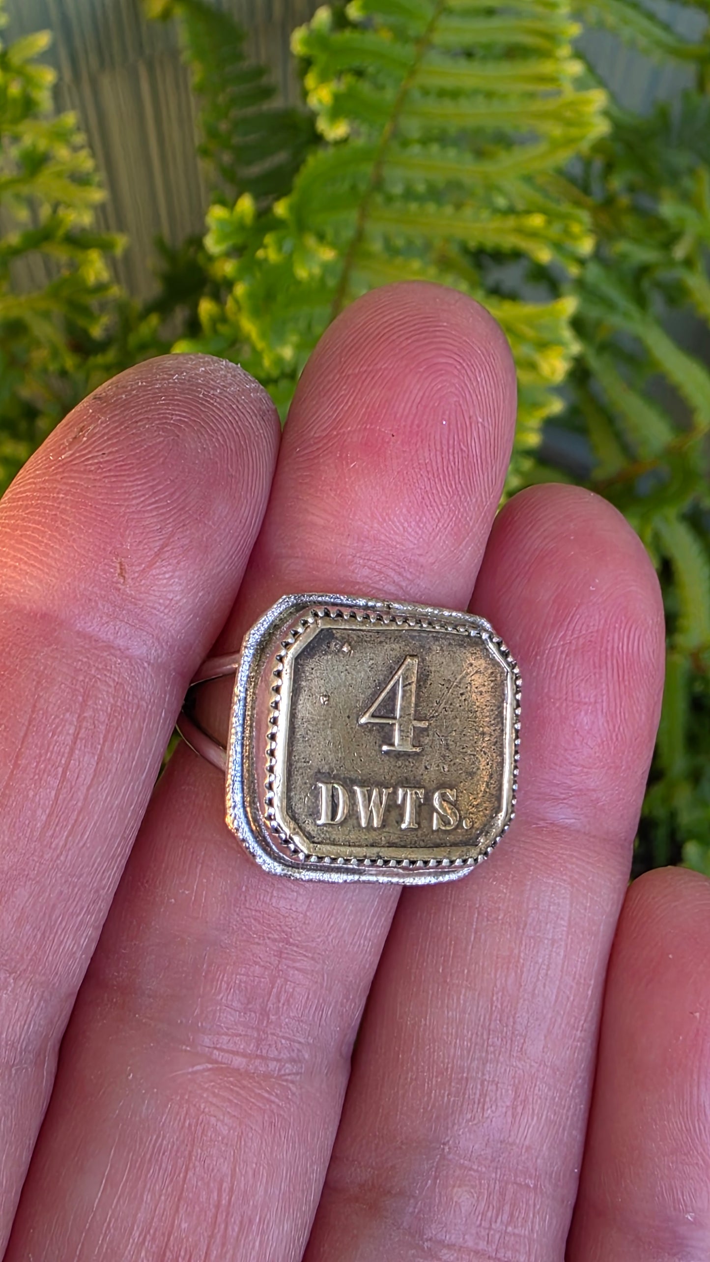 SCALE WEIGHT/APOTHECARY JEWELER CHEMIST Ring - (size 6.75) Solid Brass Weight in All Sterling Silver