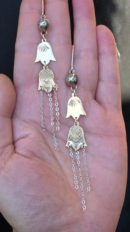 DANCING RAIN CHAINS Earrings - Jeweler's Brass + Sterling Silver