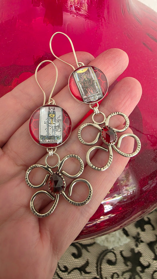 JUSTICE Tarot Earrings - Mozambique Garnet and Sterling Silver