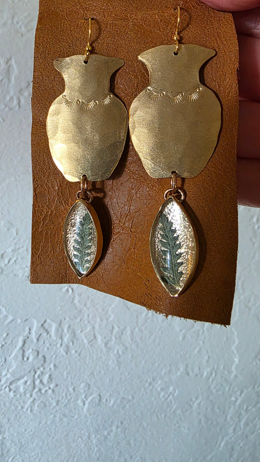 FERN AMPHORA Earrings - Jeweler's Brass