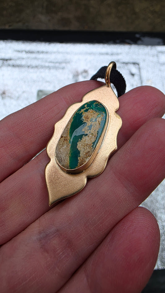 GOLDEN MATRIX Pendant - Stone Mountain Turquoise and Jeweler's Brass