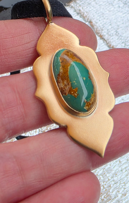 GOLDEN MATRIX Pendant - Stone Mountain Turquoise and Jeweler's Brass