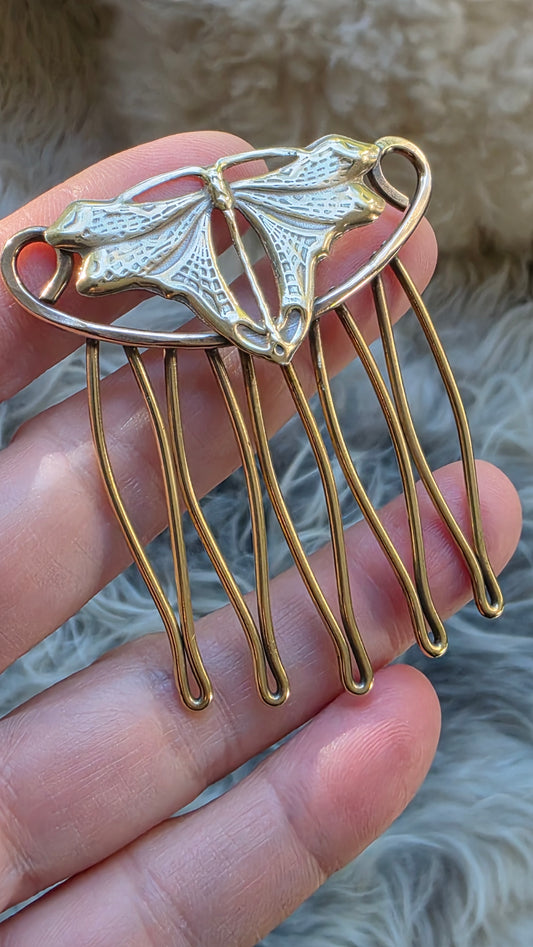 DRAGONFLY Hair Comb - Bronze and Jeweler's Brass