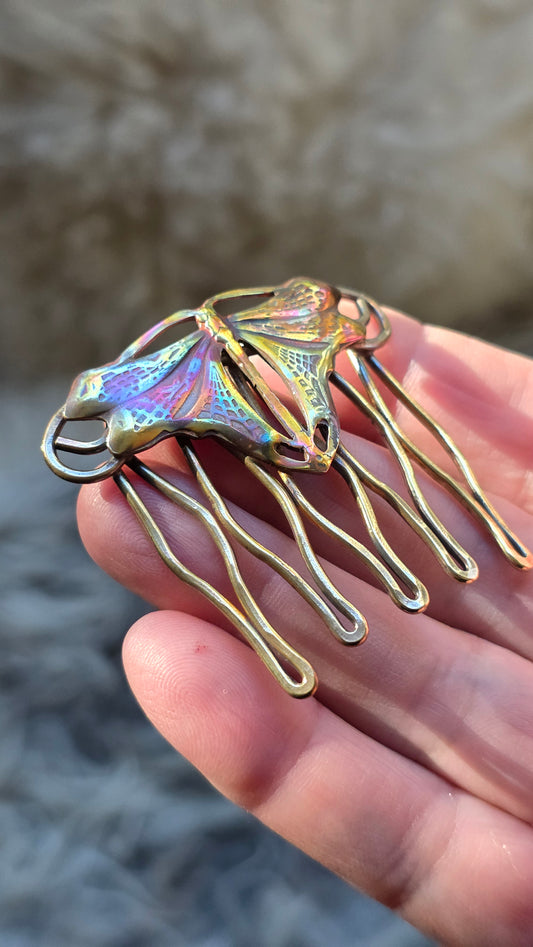 DRAGONFLY Hair Comb - Jeweler's Brass and Copper