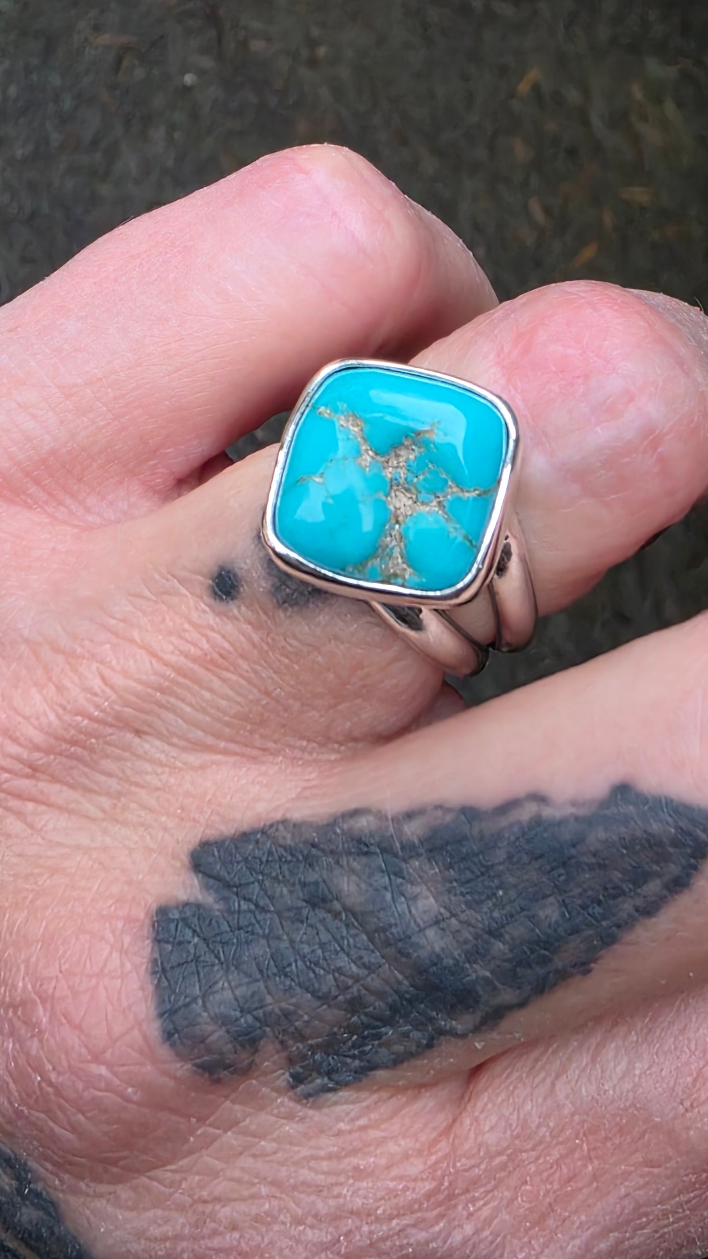 HOLY TURQUOISE MOLAR Ring - (size 8.75 - 9) Turquoise Mountain Nugget + All Sterling Silver