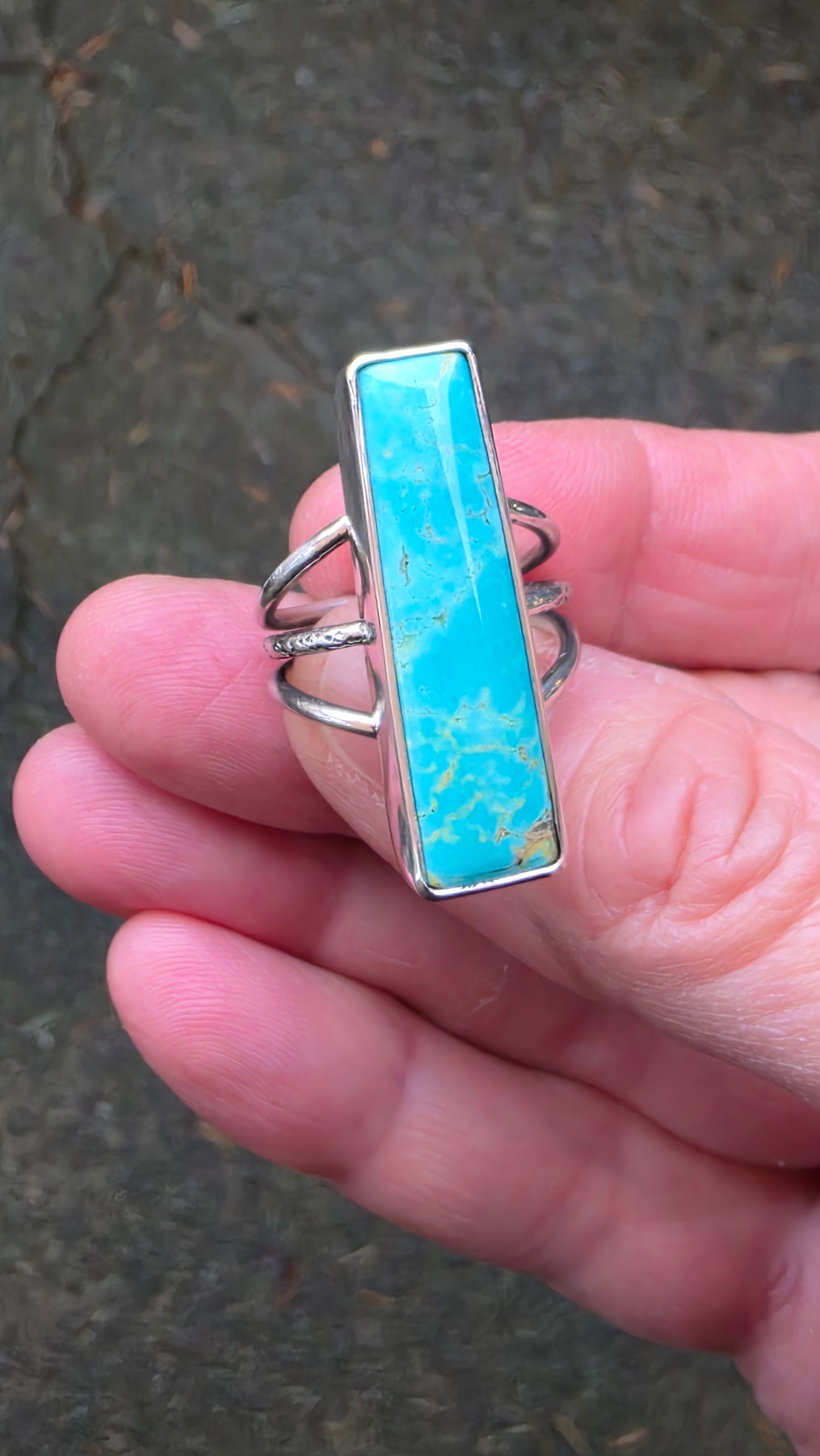 TYRONE Ring - (size 9) Tyrone Turquoise + All Sterling Silver