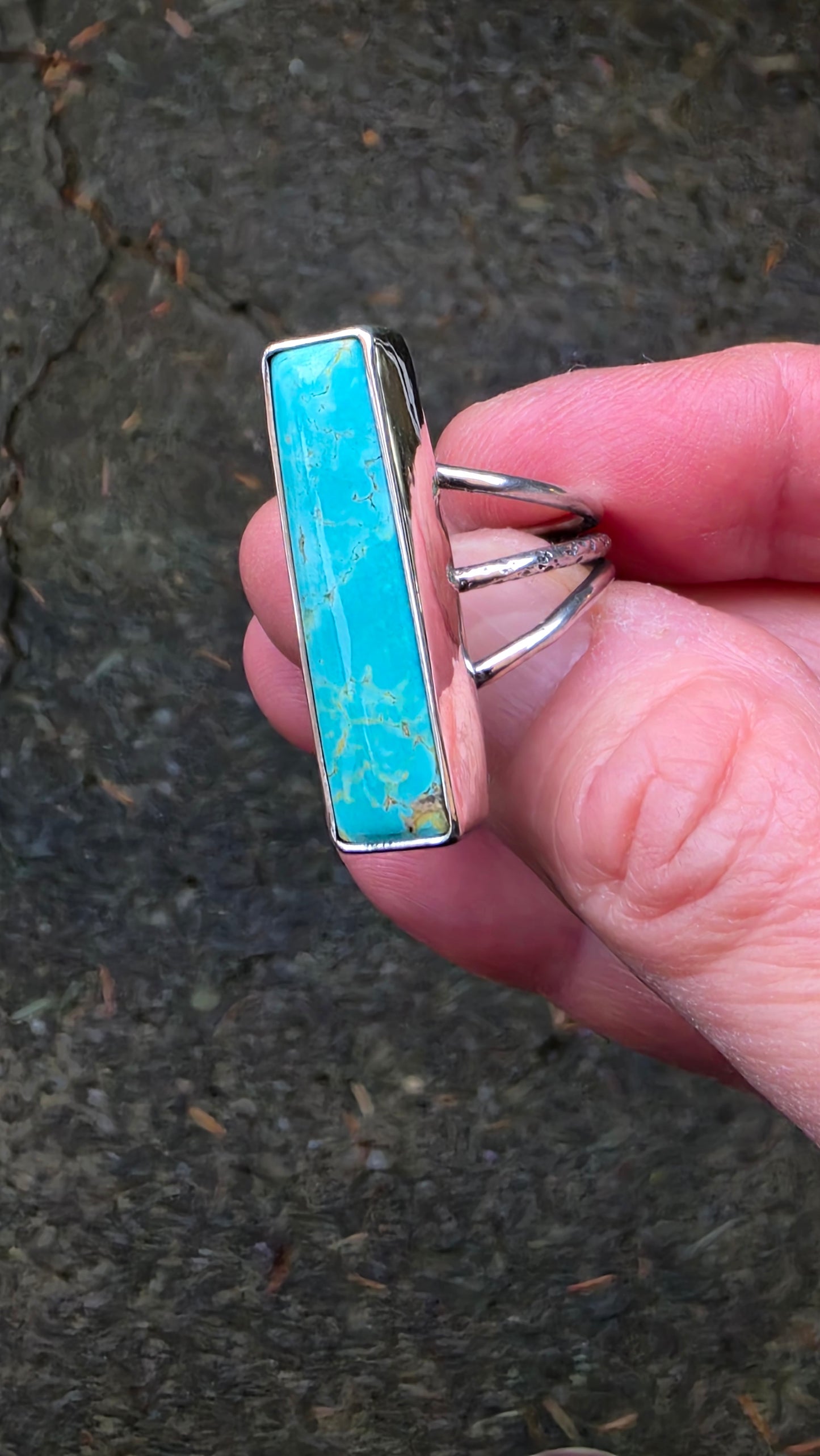 TYRONE Ring - (size 9) Tyrone Turquoise + All Sterling Silver