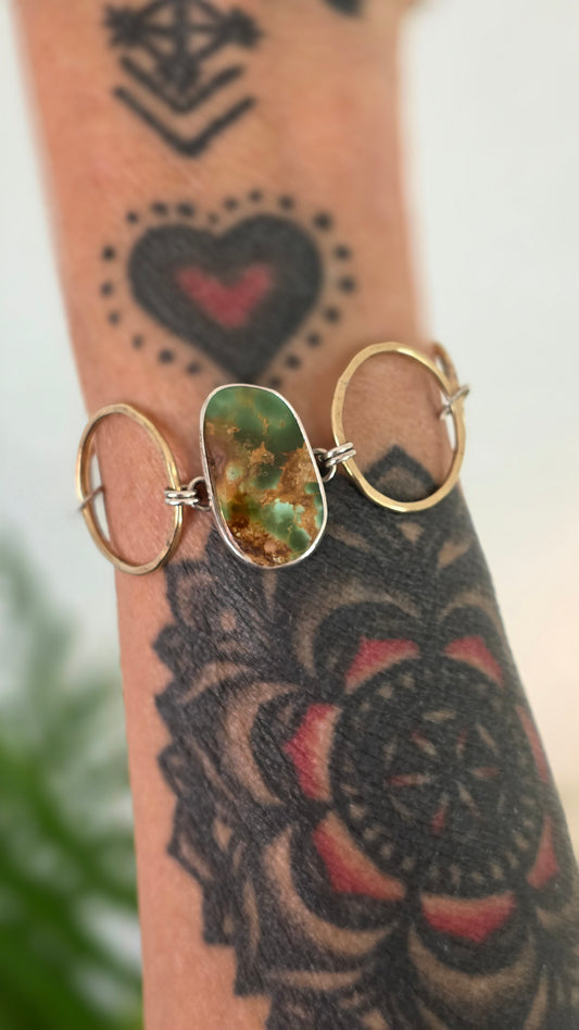 HOOP Bracelet - Stone Mountain Turquoise in Sterling Silver and Jeweler's Brass