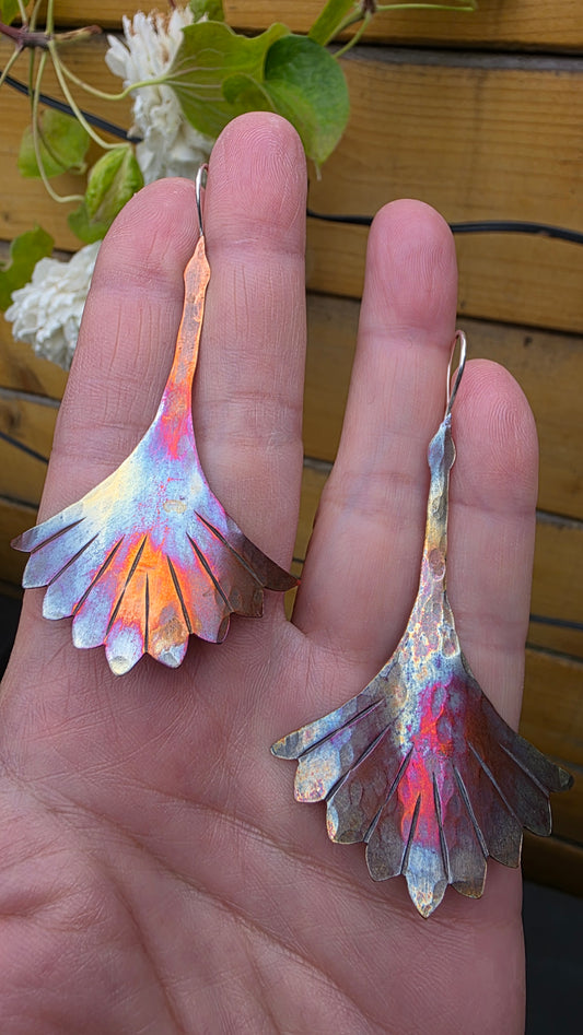 FLIGHT Earrings - Torch Painted Copper with Sterling Silver Ear Wires