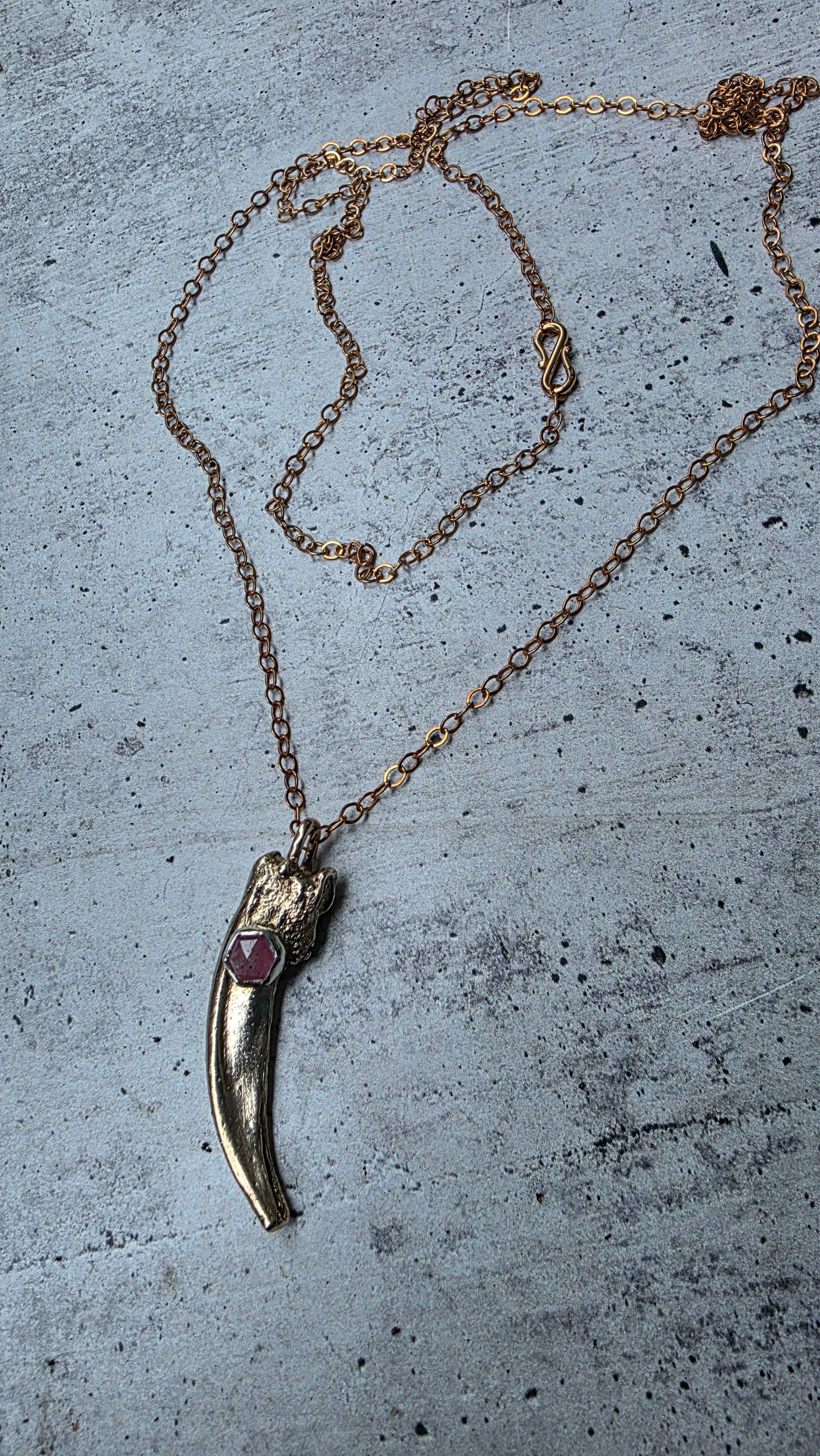 BADGER CLAW Talisman Necklace - Pink Sapphire and Mixed Metals
