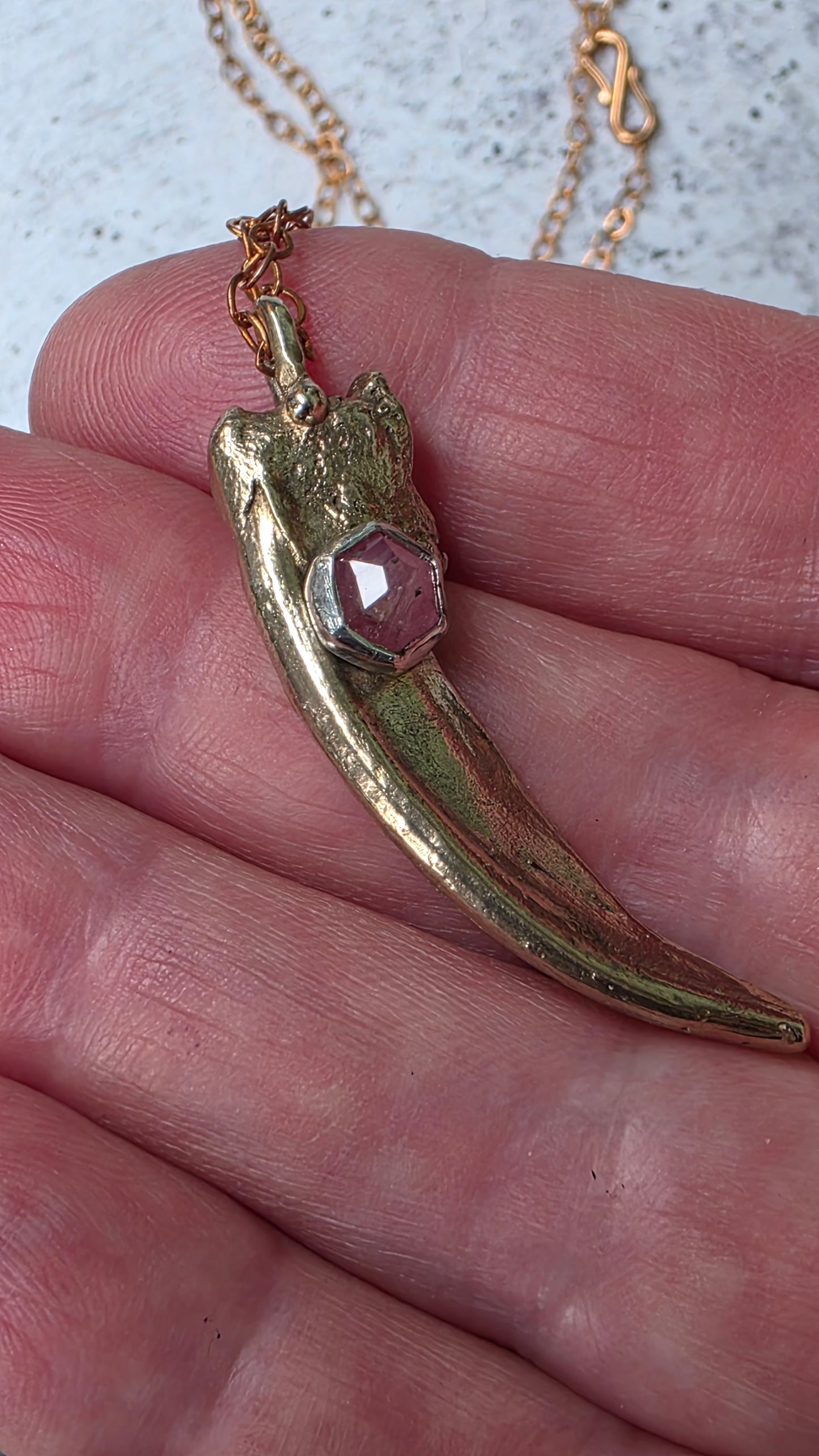 BADGER CLAW Talisman Necklace - Pink Sapphire and Mixed Metals