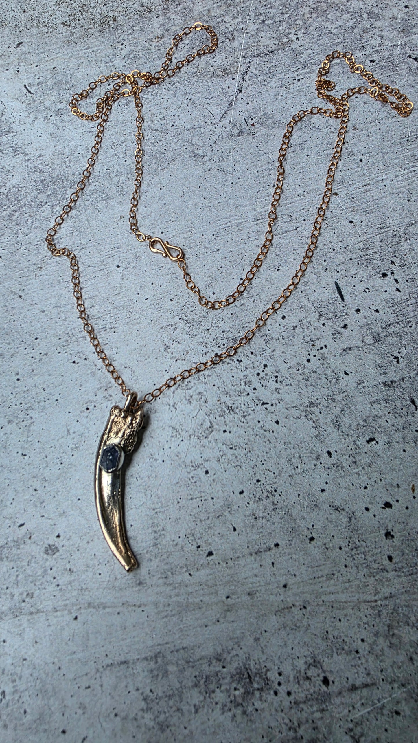 BADGER CLAW Talisman Necklace - Blue Sapphire and Mixed Metals