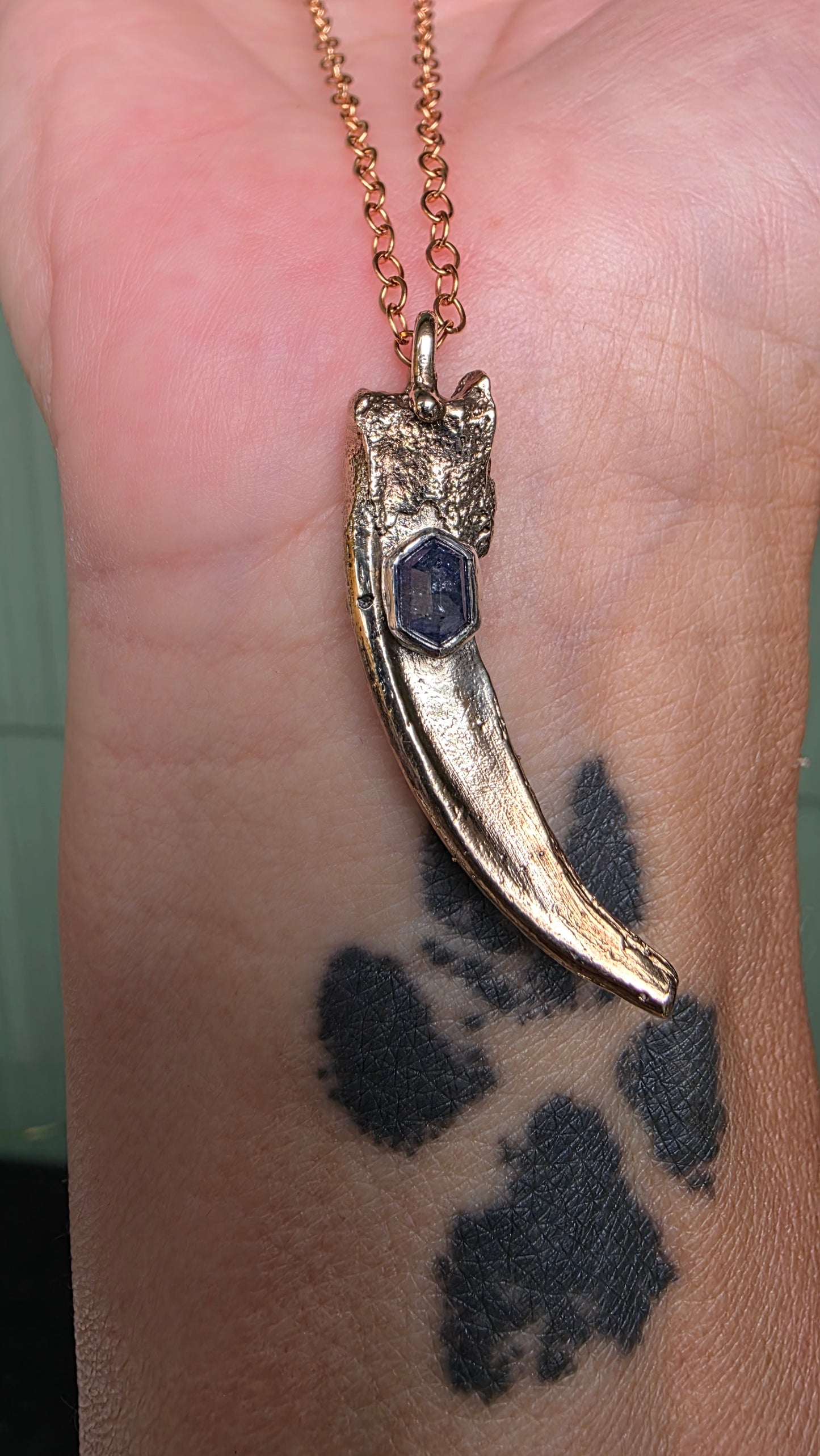 BADGER CLAW Talisman Necklace - Blue Sapphire and Mixed Metals