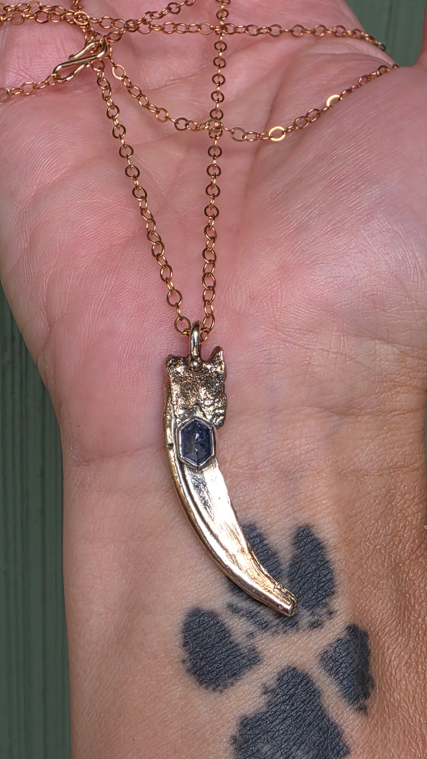 BADGER CLAW Talisman Necklace - Blue Sapphire and Mixed Metals