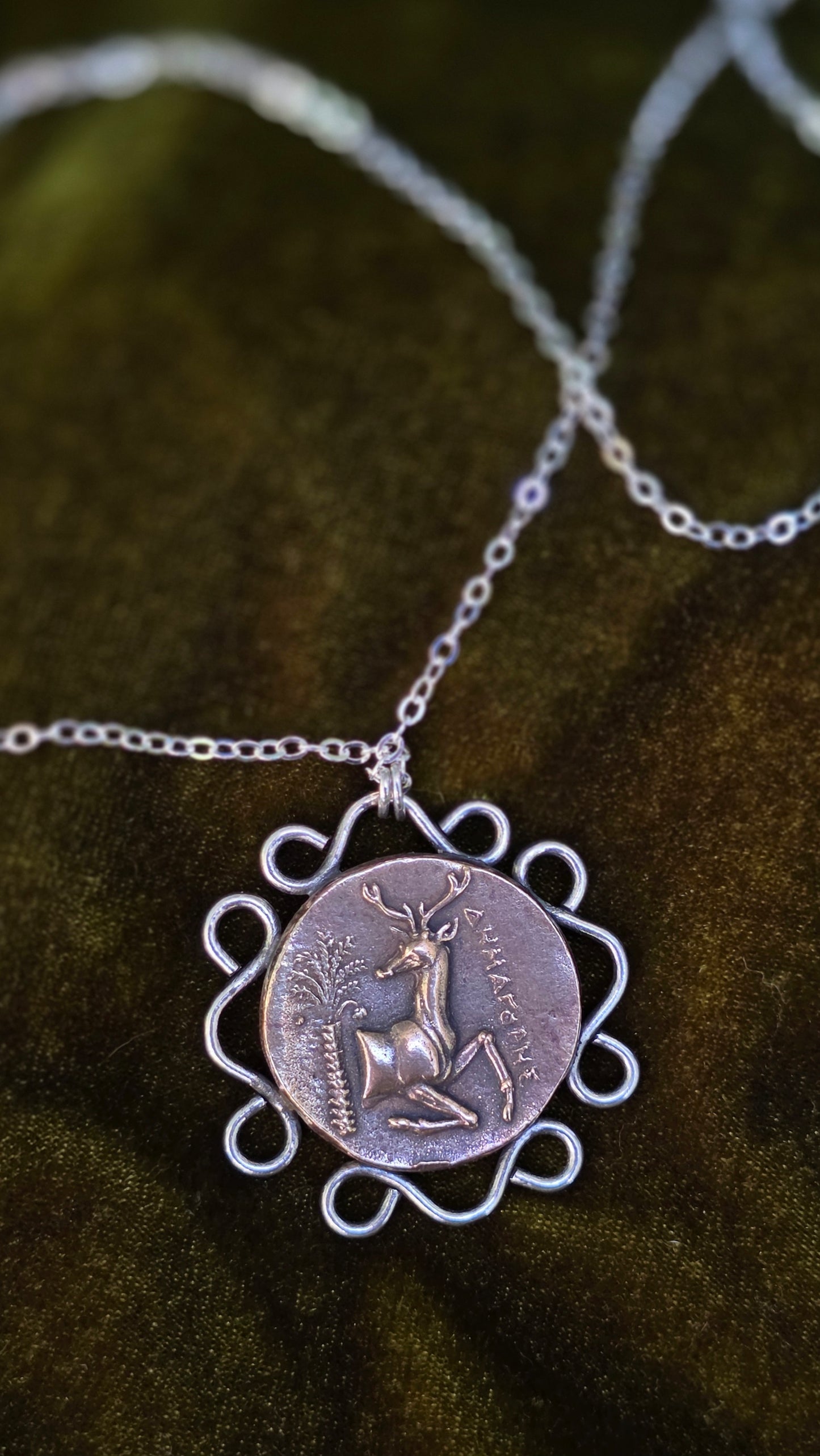 ANCIENT SACRED STAG - Sterling Silver with Bronze Coin