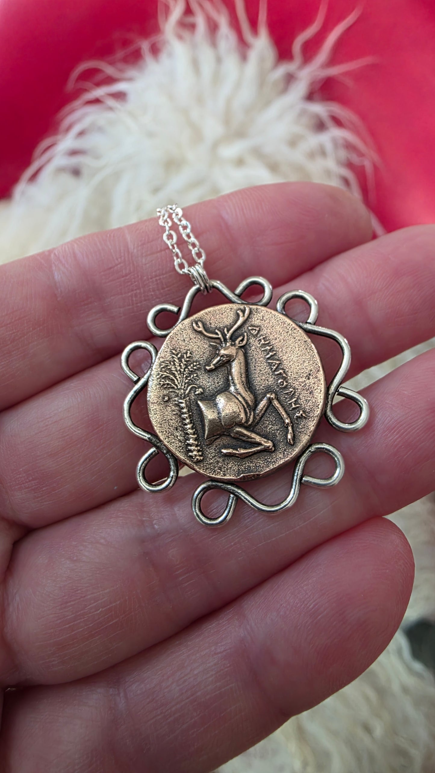 ANCIENT SACRED STAG - Sterling Silver with Bronze Coin