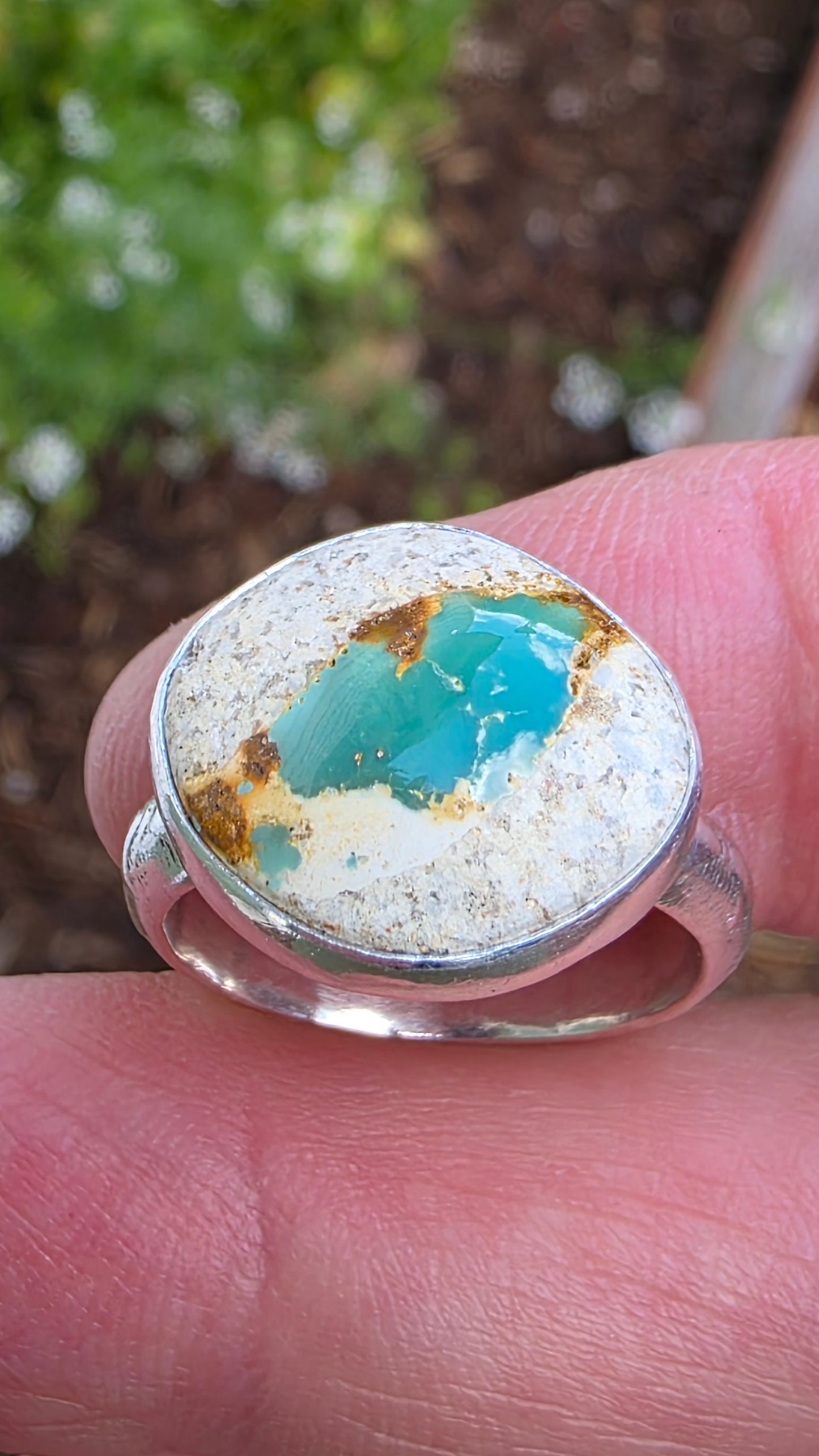 EYE OF EARTH Ring - (size 7.5) Stone Mountain Turquoise in All Sterling Silver